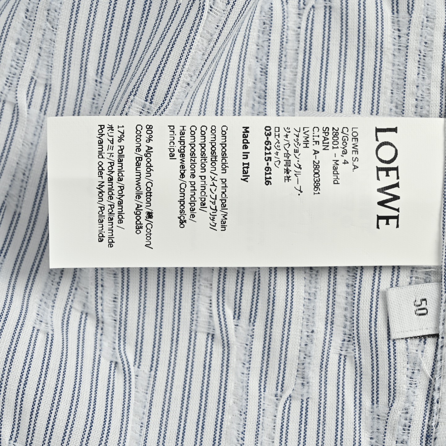 Loewe 25ss striped wave texture short-sleeved shirt