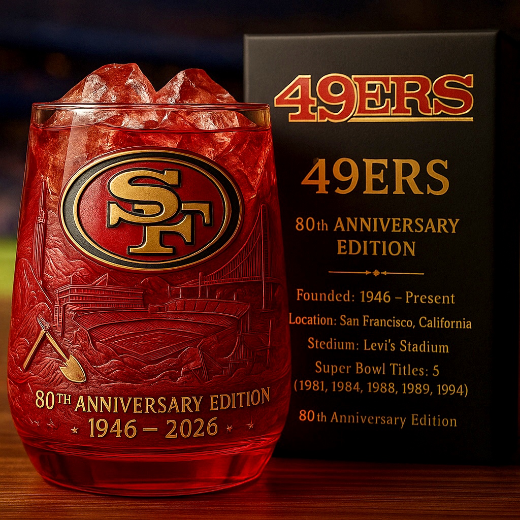 San Francisco 49ers 80th Whiskey Glass
