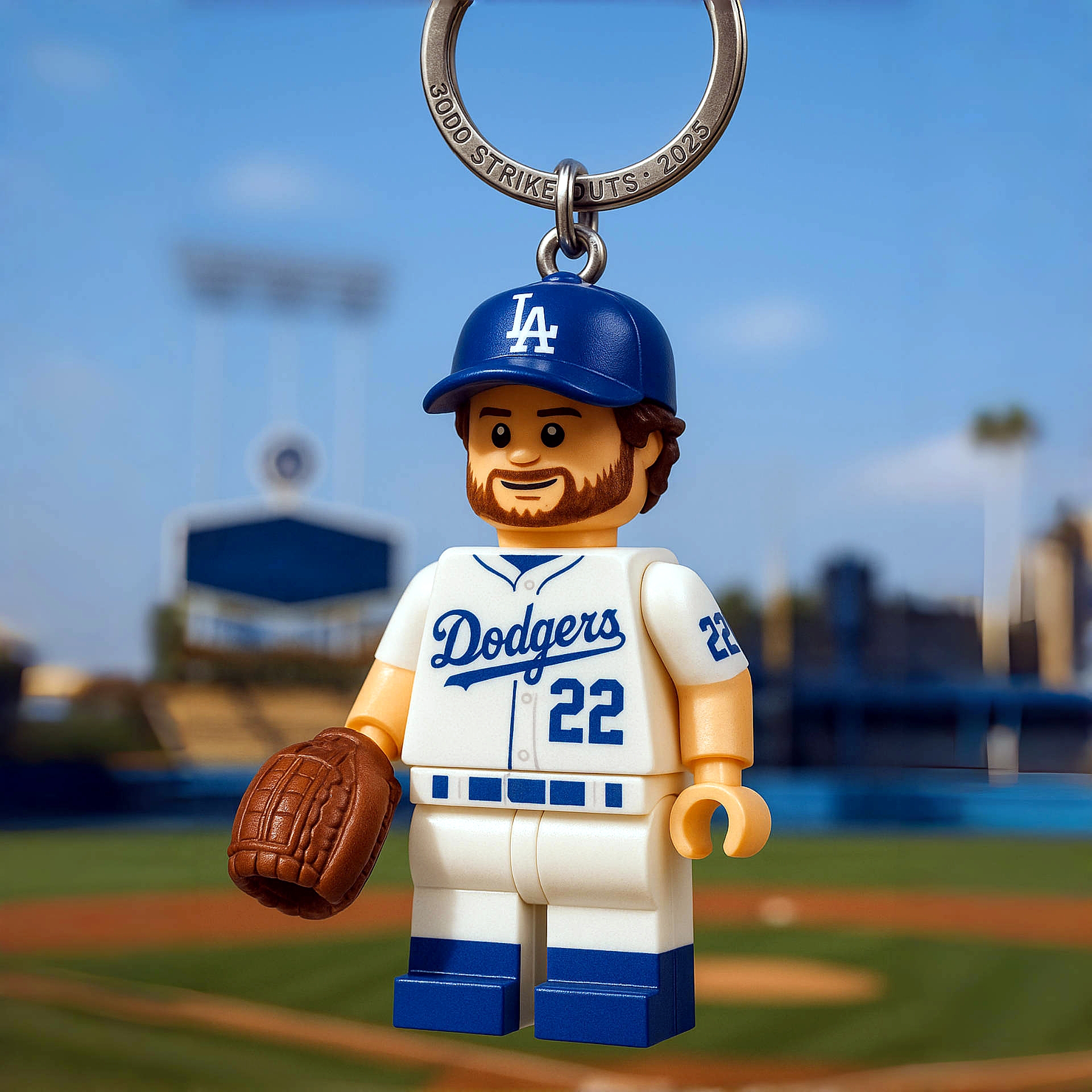 Clayton Kershaw 3000 Strikeouts Keychain Figure