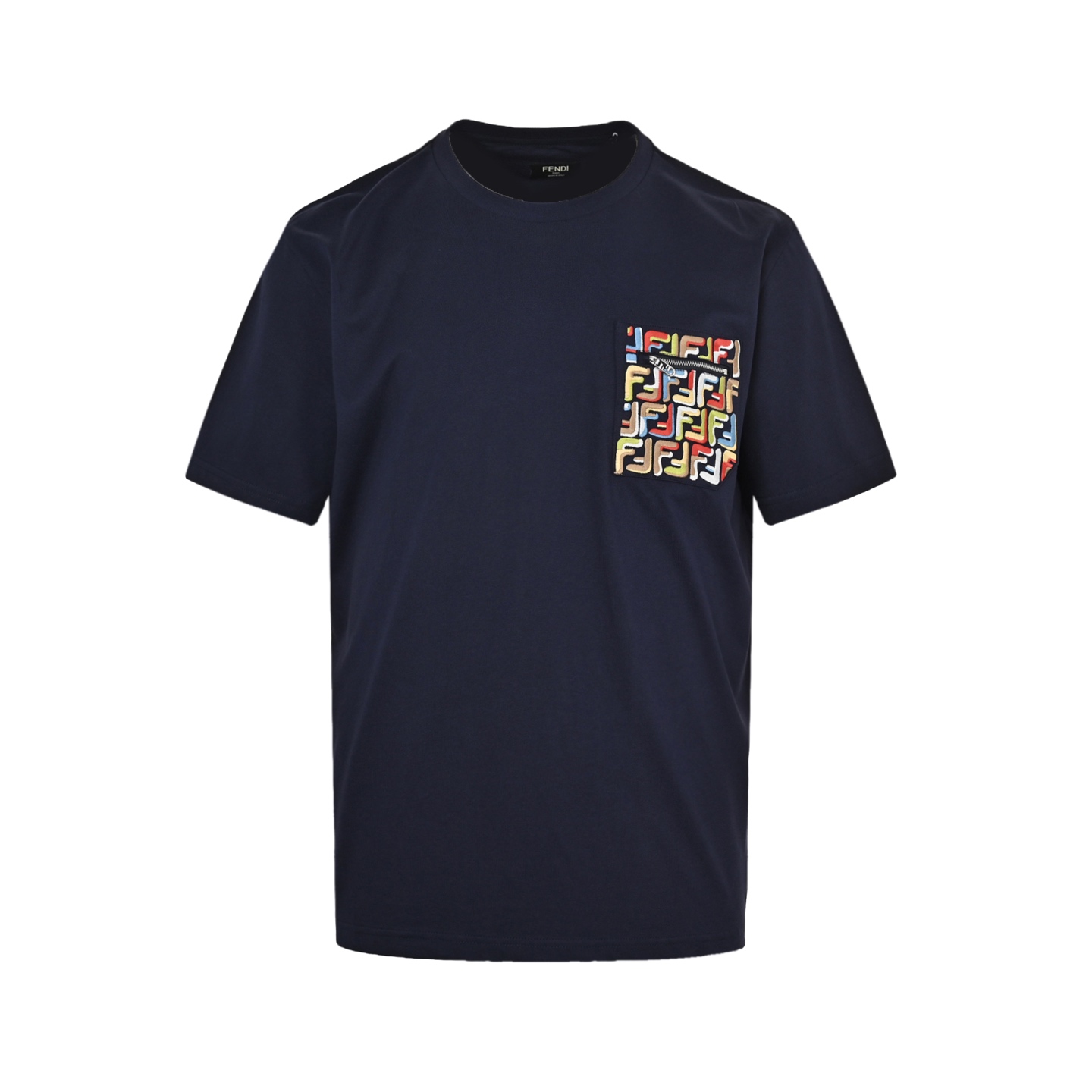 Fendi FF embroidered pocket zipper short sleeve