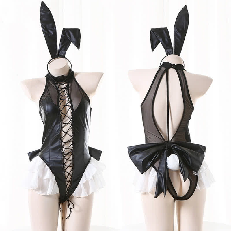Cospaly Bunny Hollow Out Lace Up Jumpsuit Lingerie