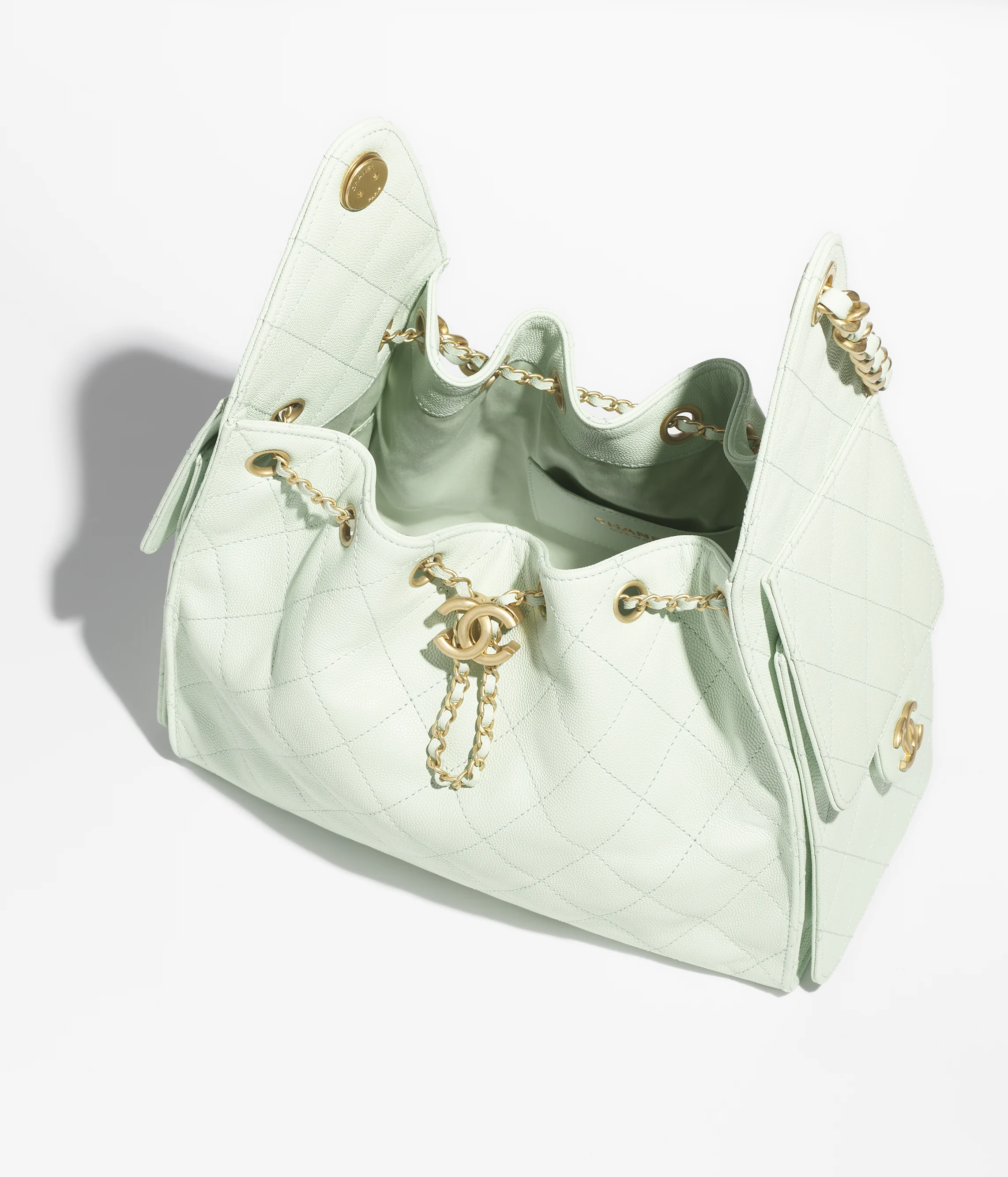 Chanel Small 25 Grained Calfskin & Gold-Tone Metal Light Green AS5293-B20304-NAGER