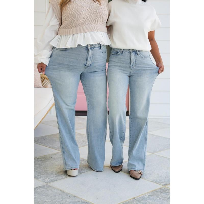 🏆BBL Vintage Wash Plus-Size Jeans -Stretchy, Straight Leg & Butt-Lifting Fit