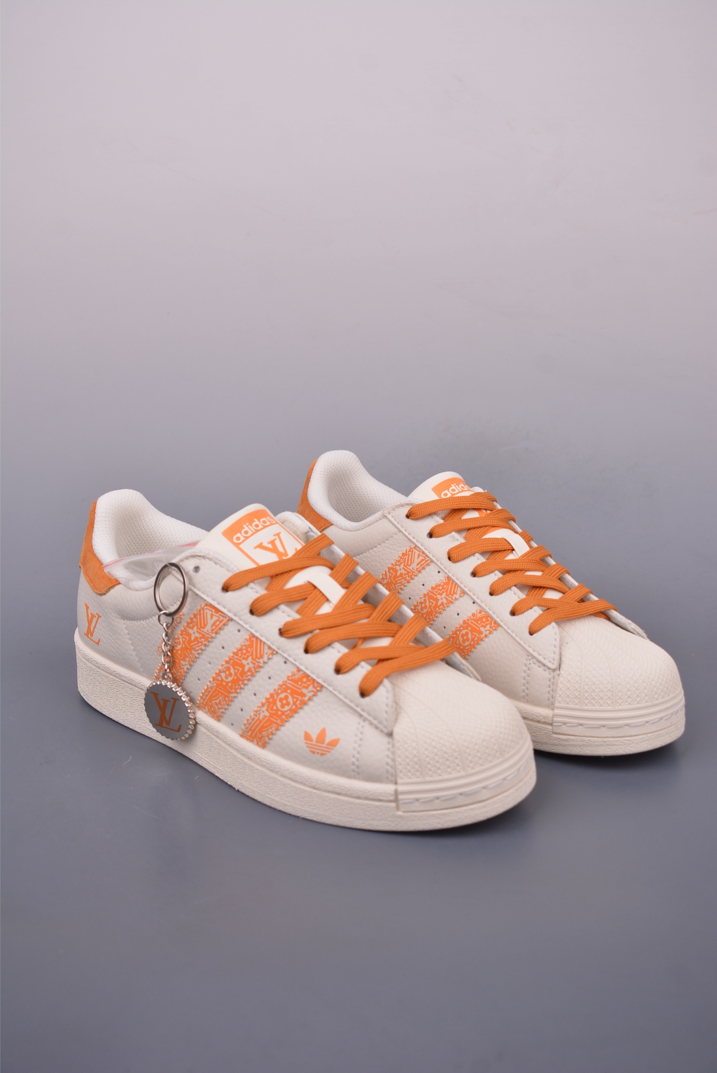 Louis Vuitton x Adidas Originals Superstar Sneakers Off-White Orange SX0005