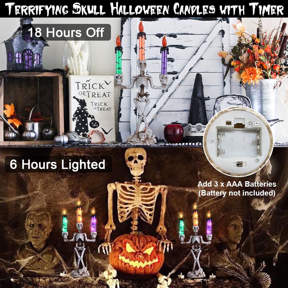 🎃Early Halloween Sale👻Skull Halloween Candelabra Decorations