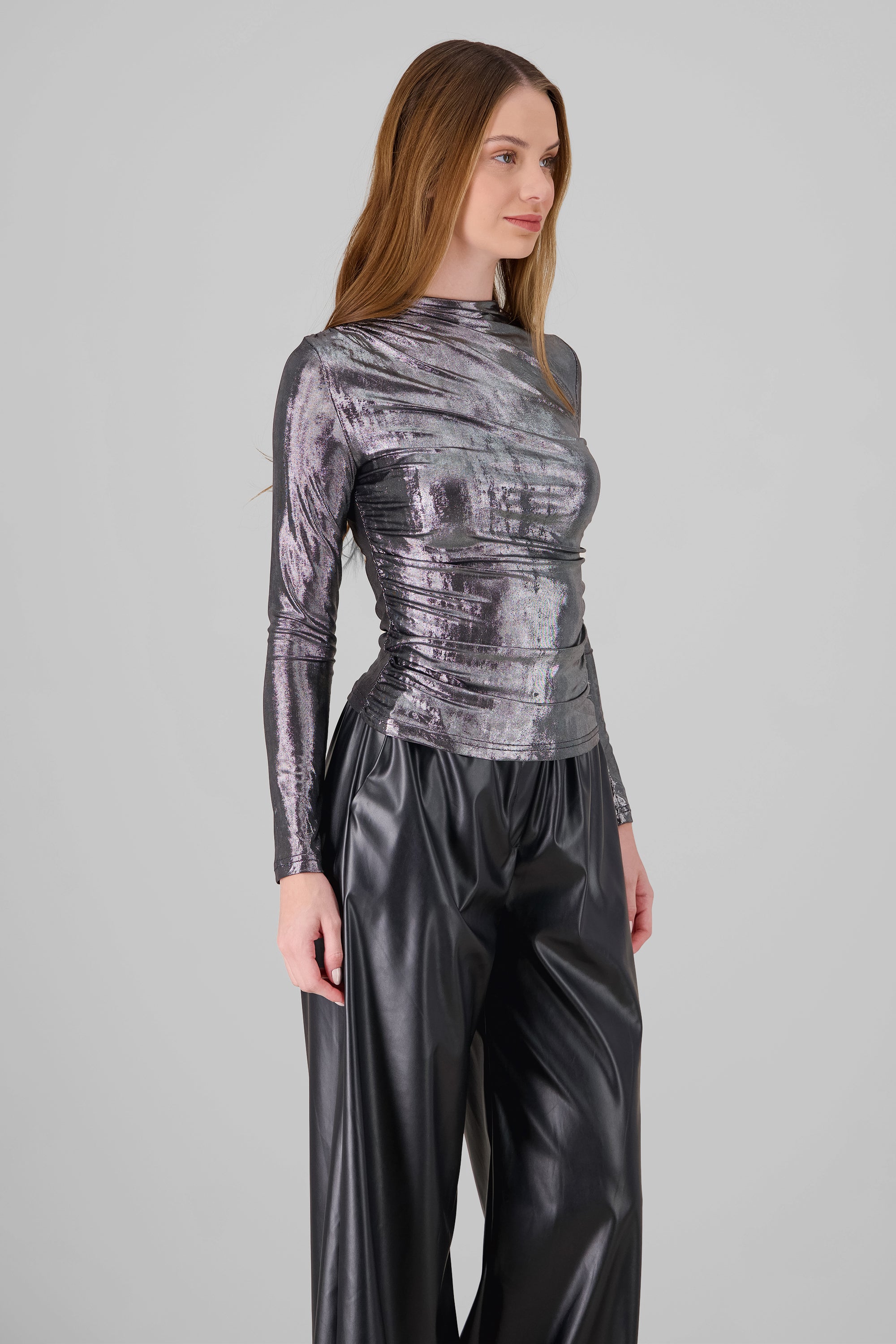 Metallic Long Sleeve Blouse