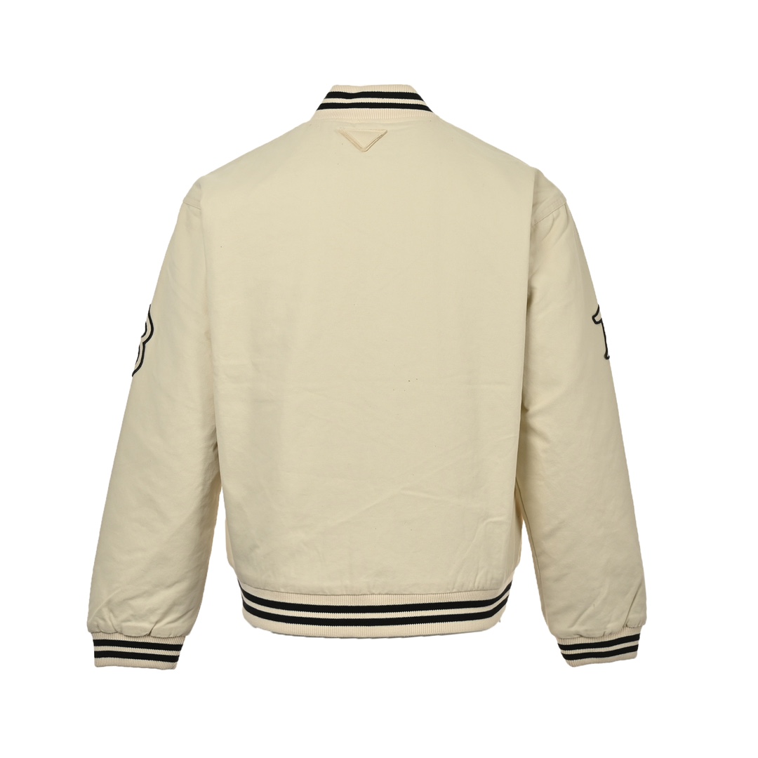 Prada 24Fw baseball jacket with P patch and medal on chest