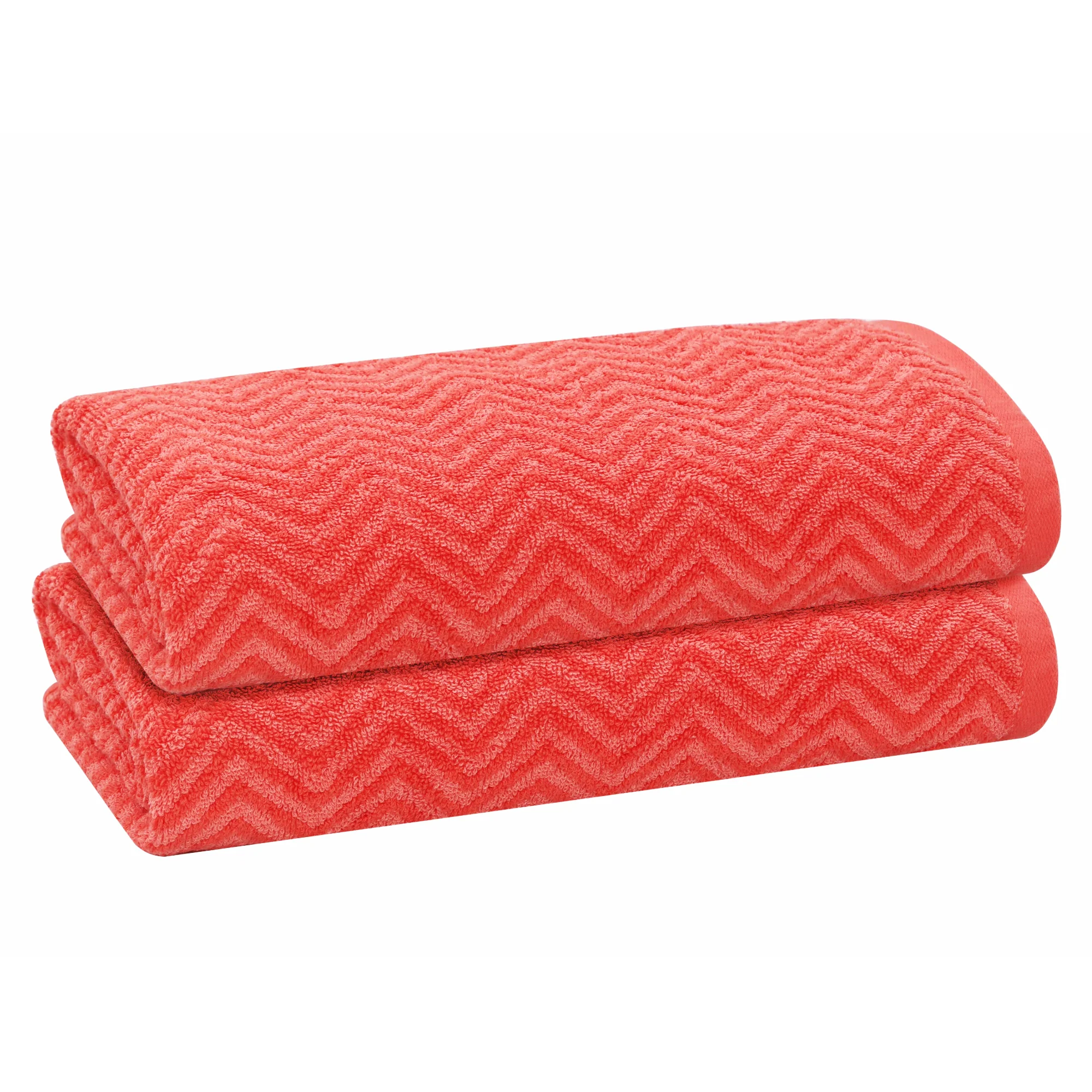 PREMIUS 2 Pack Chevron 100% Cotton Yarn Dyed Bath Sheet Towel, 32x64 Inches