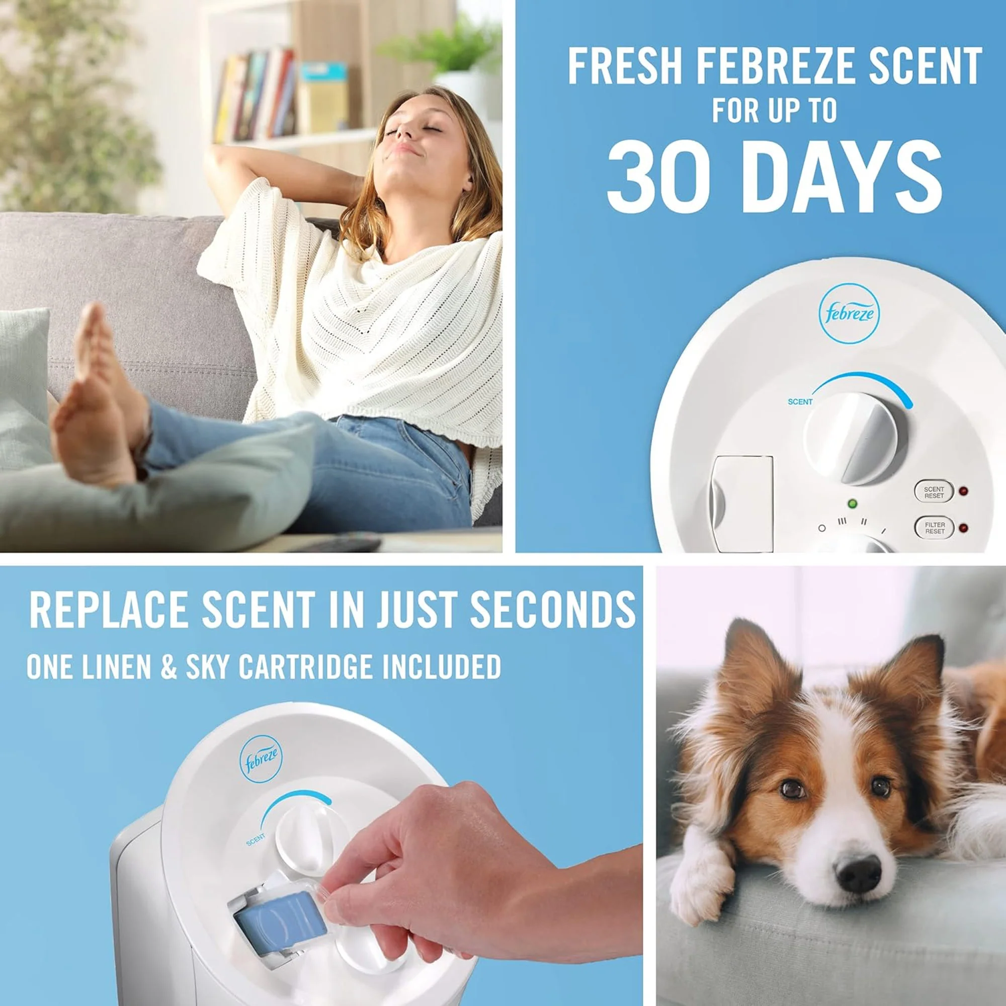 Febreze HEPA-Type, Small Room Mini Tower Air Purifier, White