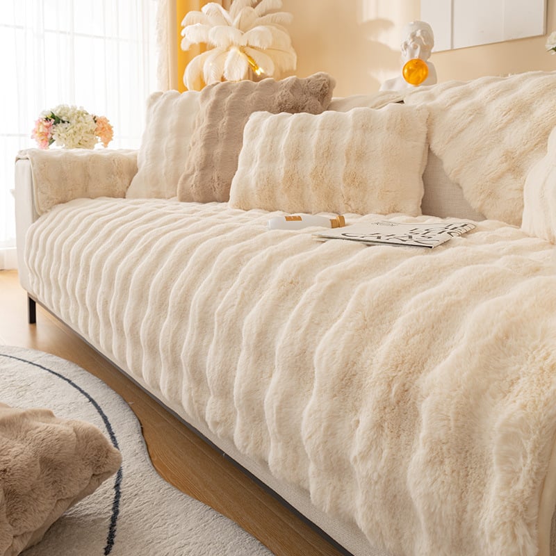 😍Cosy Plush Solid Colour Non-slip Couch Cover