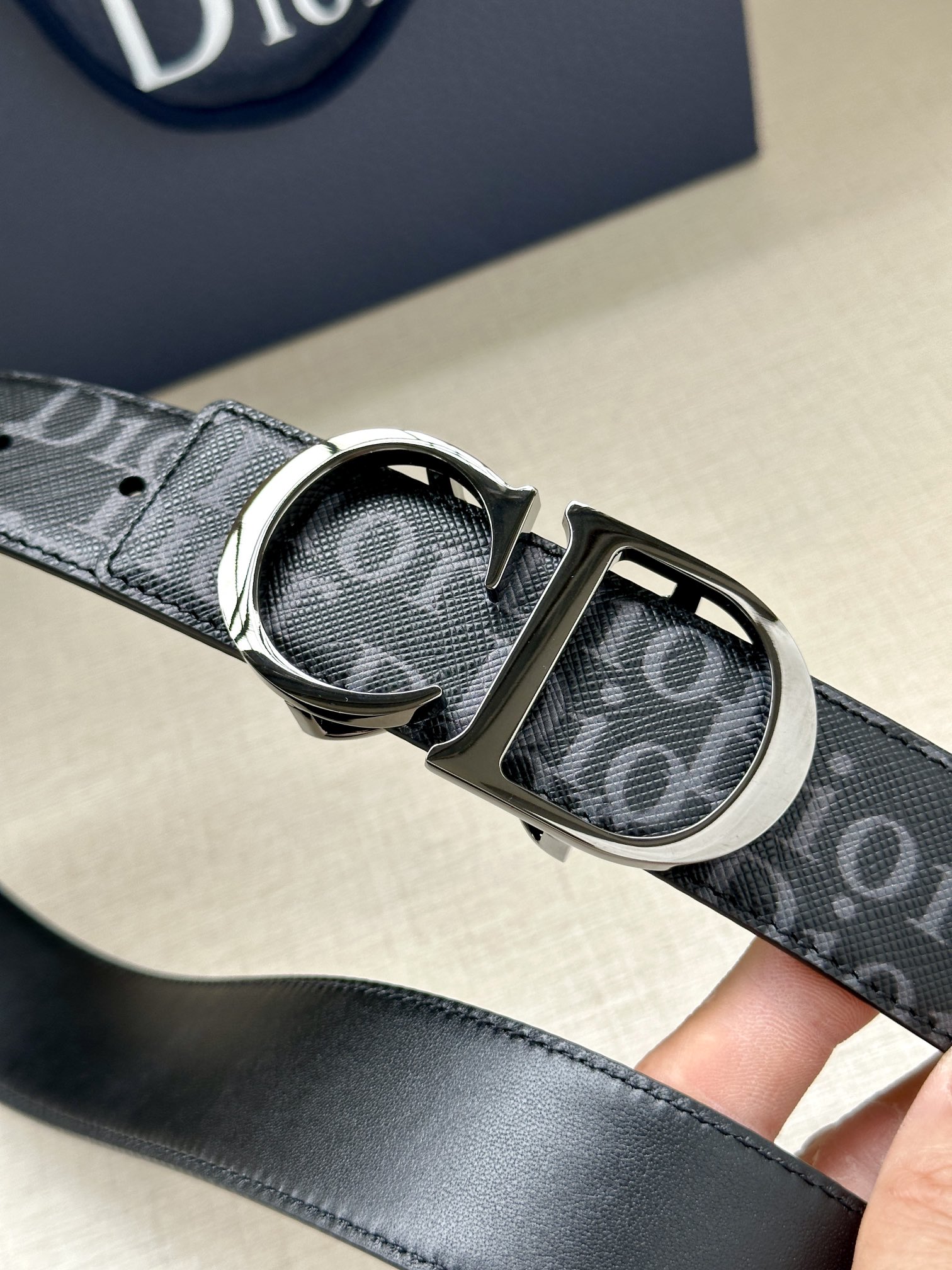 Dior Oblique Galaxy printed leather belt 3.5CM wide