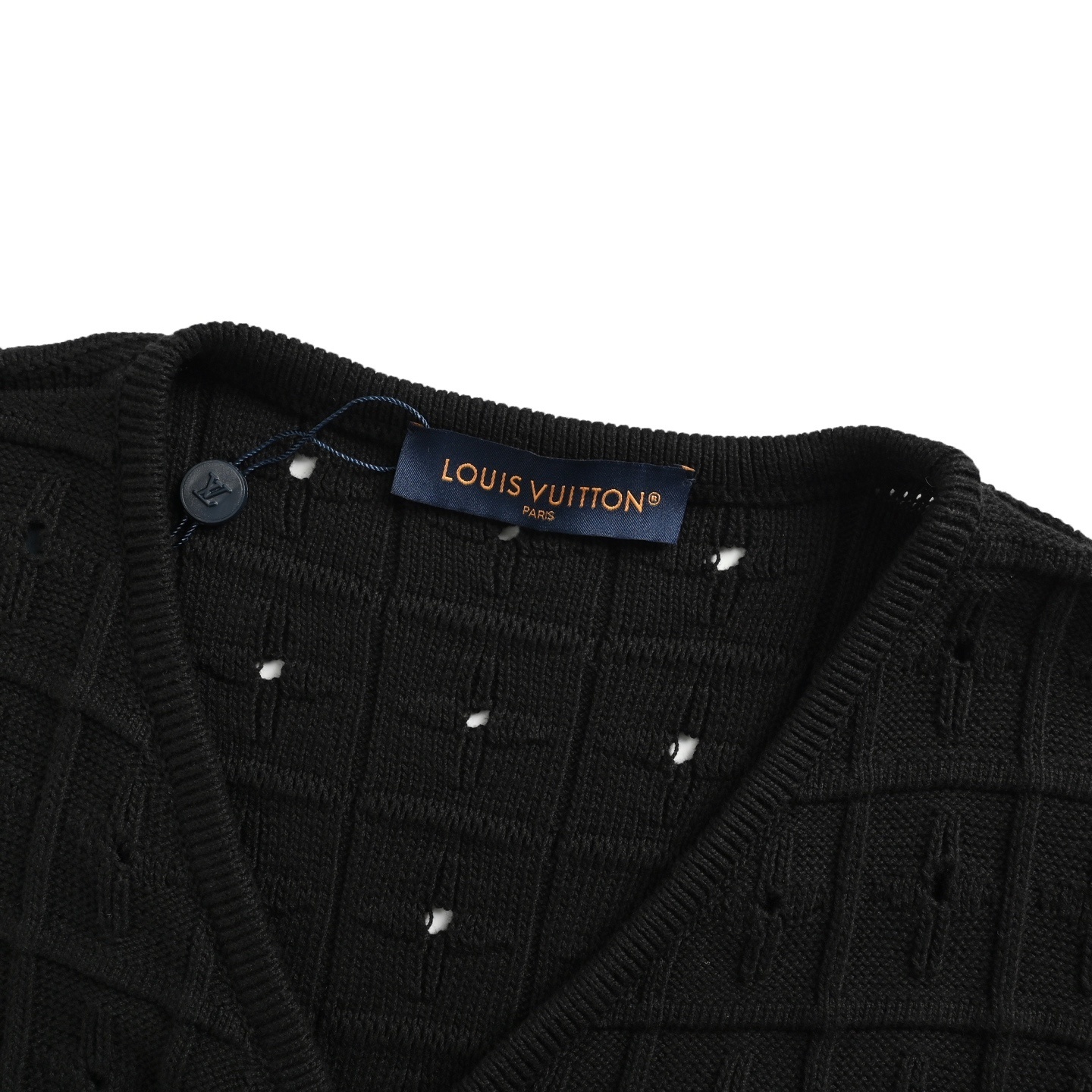 Louis Vuitton 25Fw openwork double-breasted knitted cardigan