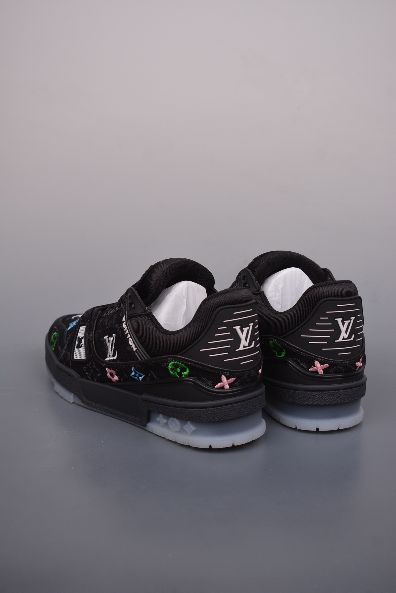 Louis Vuitton Trainer Sneaker Low Black Multicolor Jacquard 1A7S53
