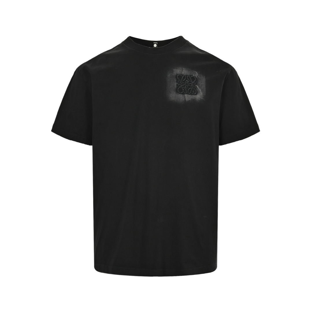 Loewe washed letter embroidered round neck short sleeves