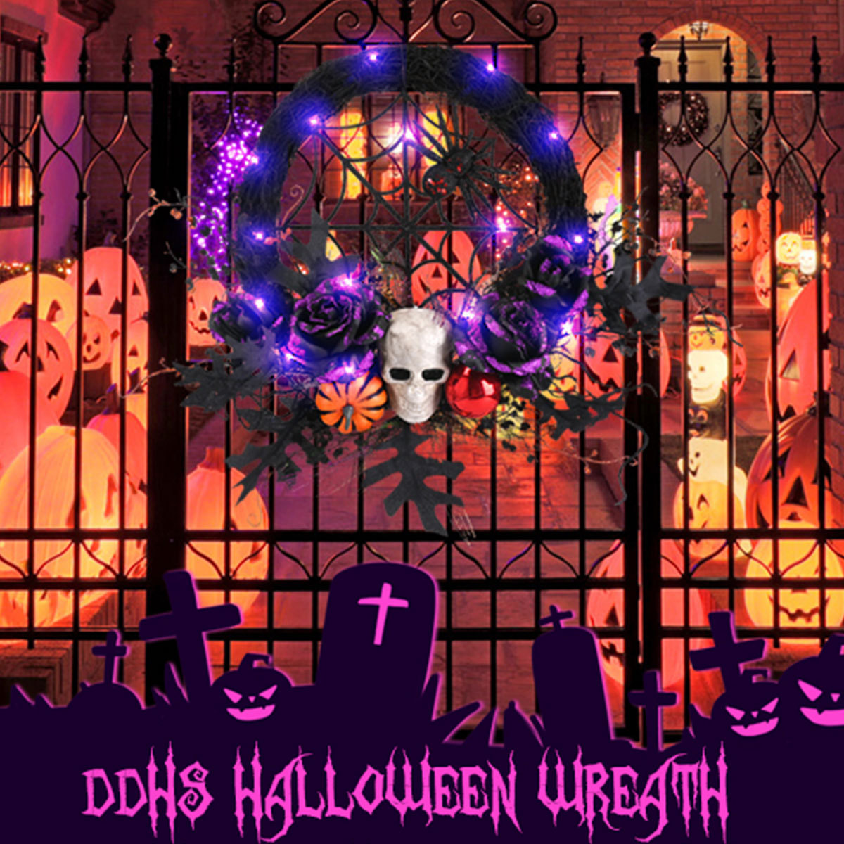 👻Halloween pumpkin skull wreath🎃