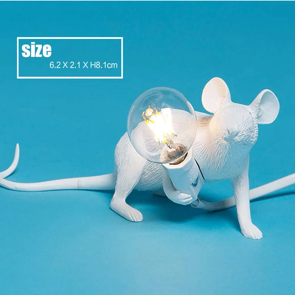 Table Lamp Set Mouse Shape Resin Creative Desk Light Bedside Lamp Light Bedside Gift Decoration LED Bedroom,Study Room Home Room Decor