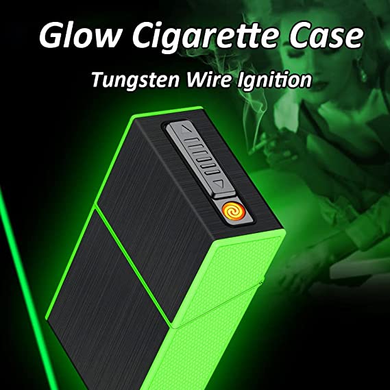 (🔥Last Day Promotion-SAVE 65% OFF) -2 in 1 Rechargeable Flame-Less Windproof Glowing Electric Lighter Cigarette Case-BUY 2 GET 10% OFF & FREE SHIPPING