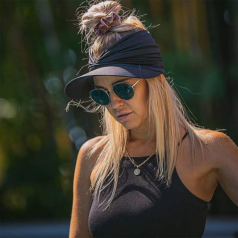 2022 Summer women's sun hat, women's anti-ultraviolet elastic top hat, ponytail hat, sun hat, beach hat