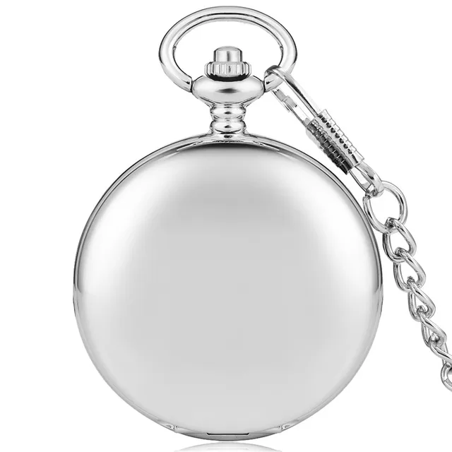 Classical Smooth Case Full Hunter Quartz Pocket Watch for Men Women Roman Number Dial Timepiece with Fob Pendant Chain Clock