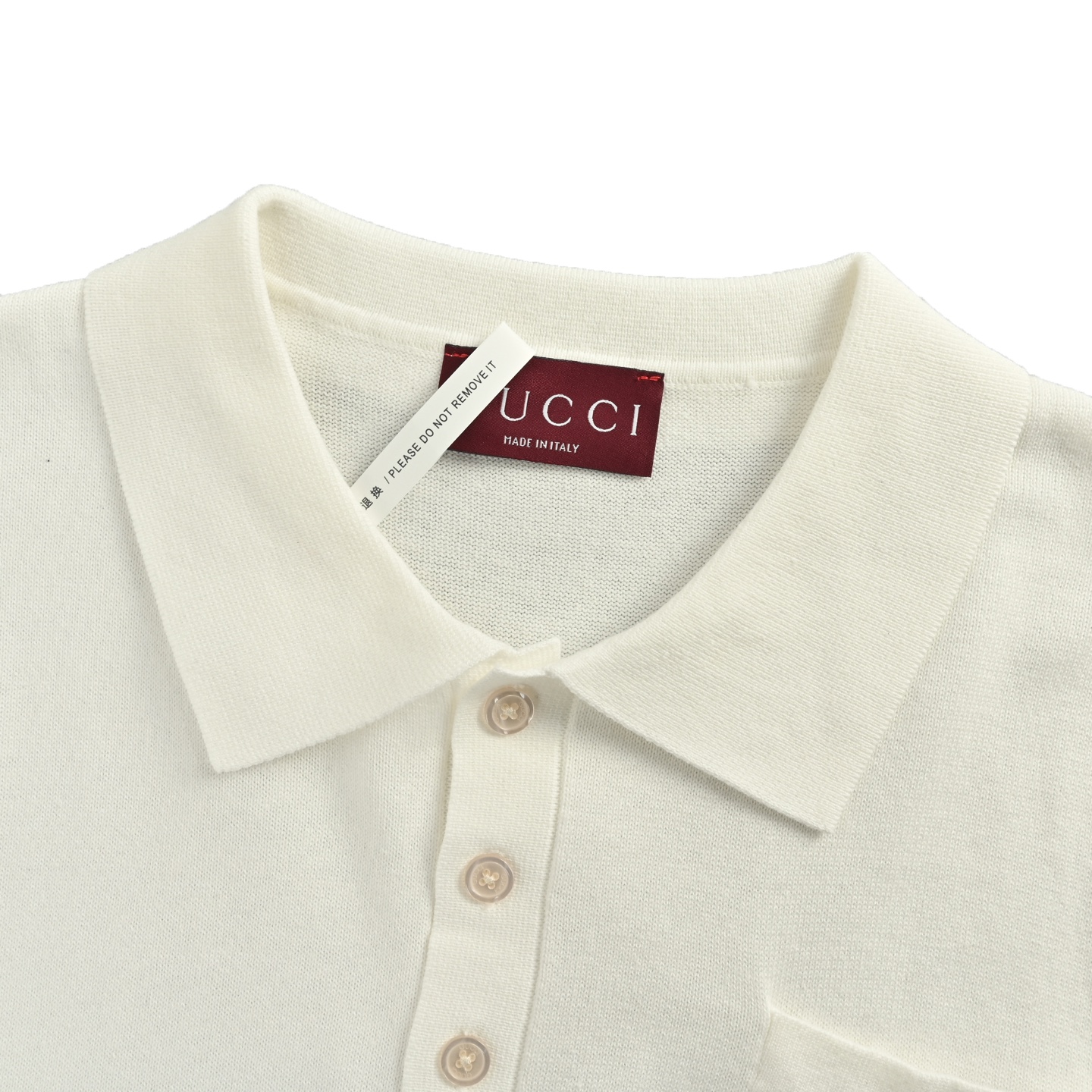 Gucci 25ss Pocket Lettering Intarsia Knitted Polo Short Sleeve