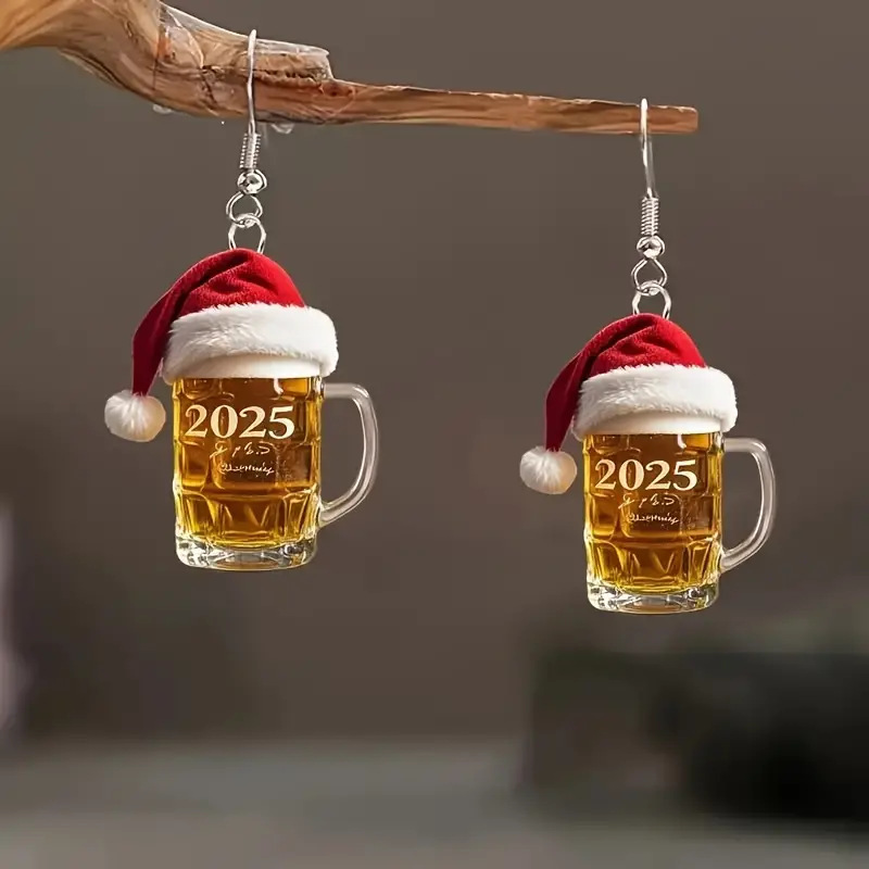 Christmas Beer Mug Earrings