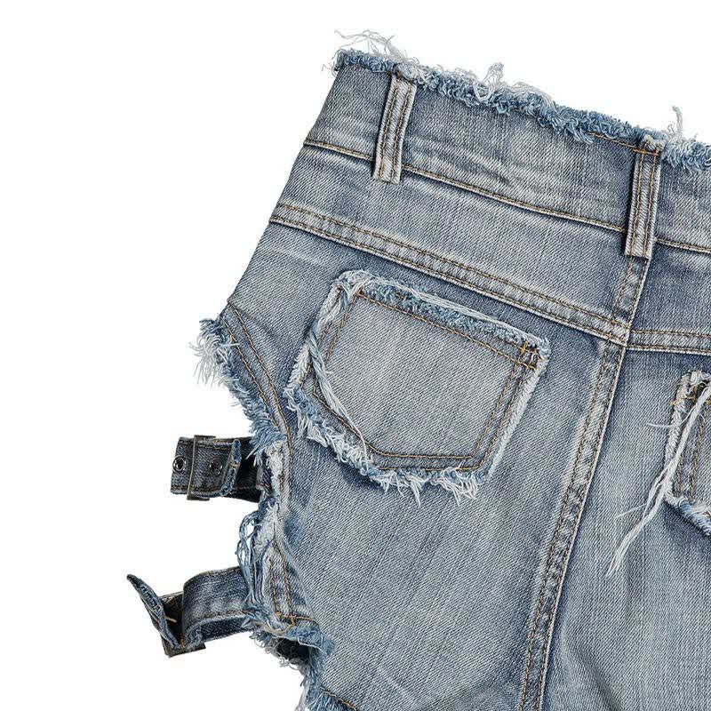Sexy High Waist Buckle Denim Shorts Lingerie