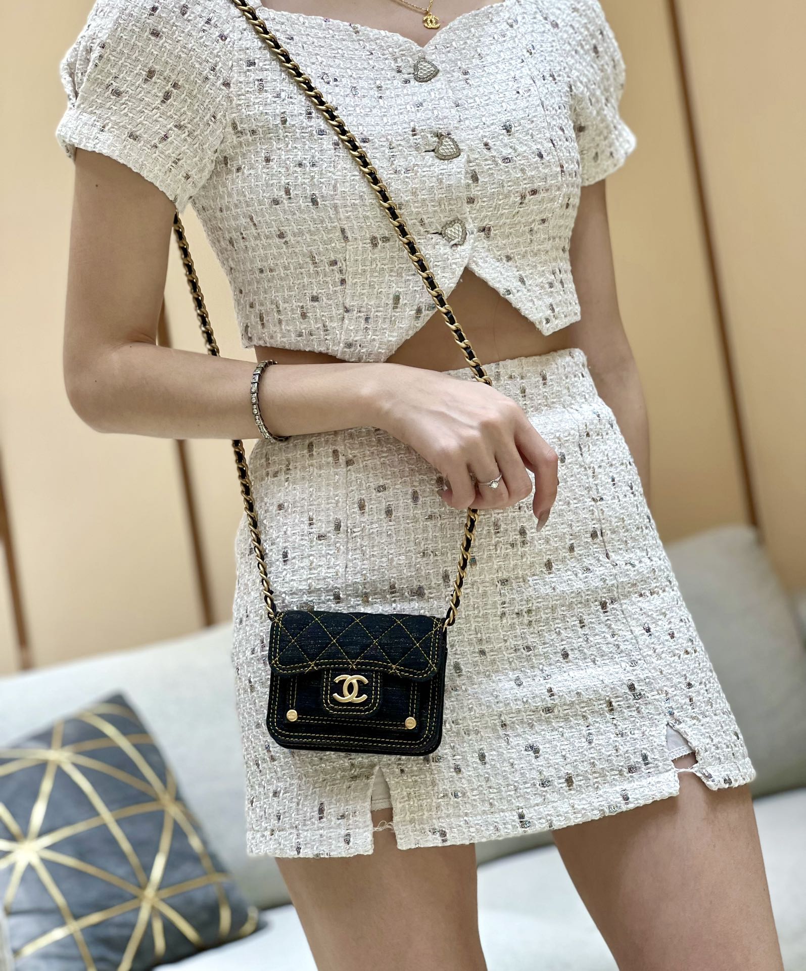 Chanel 23S Spring/Summer Collection Limited Edition Mini Denim Messenger Bag