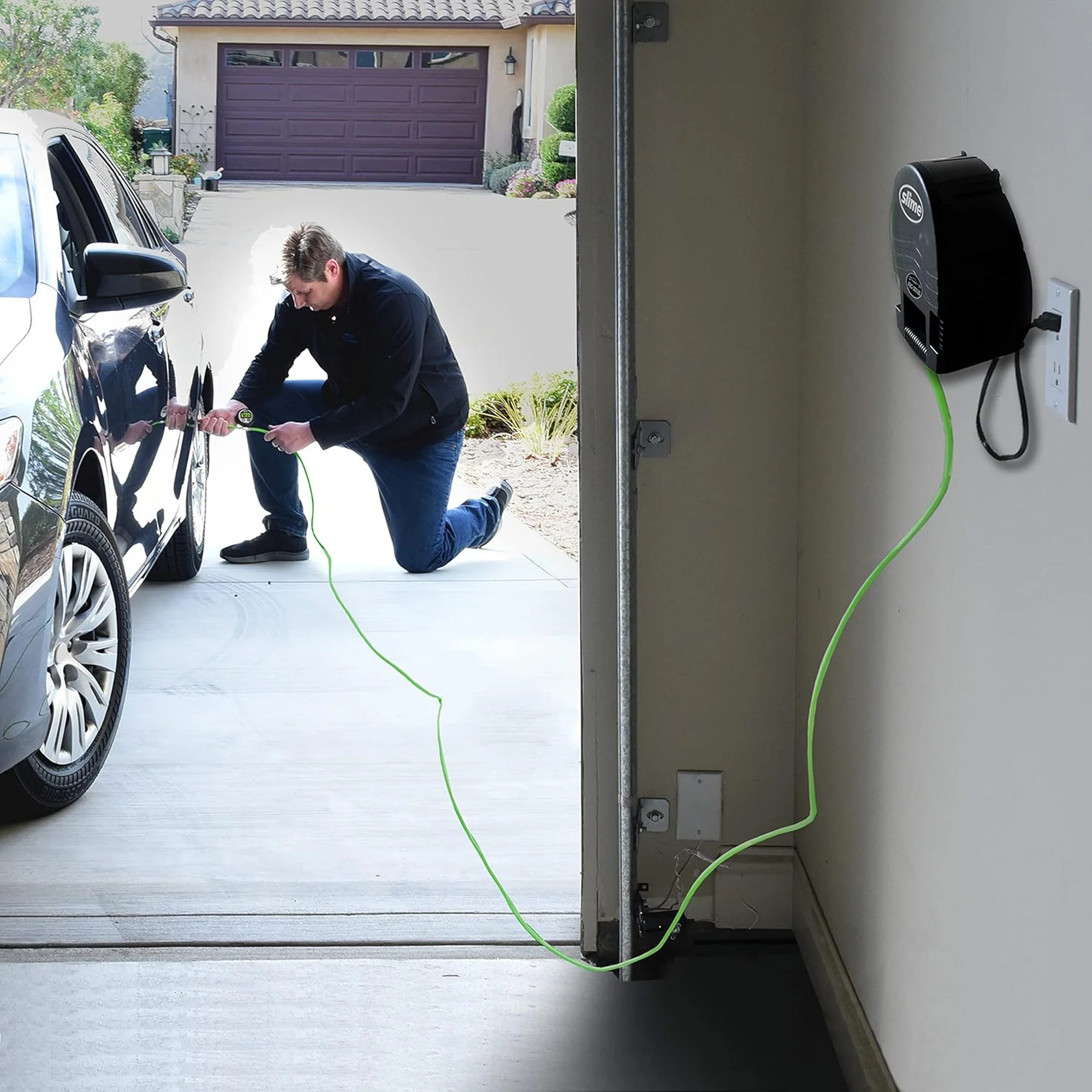 Slime Wall Mounted Garage Air Inflation Station, Cars, Trucks, Bicycles, 120V