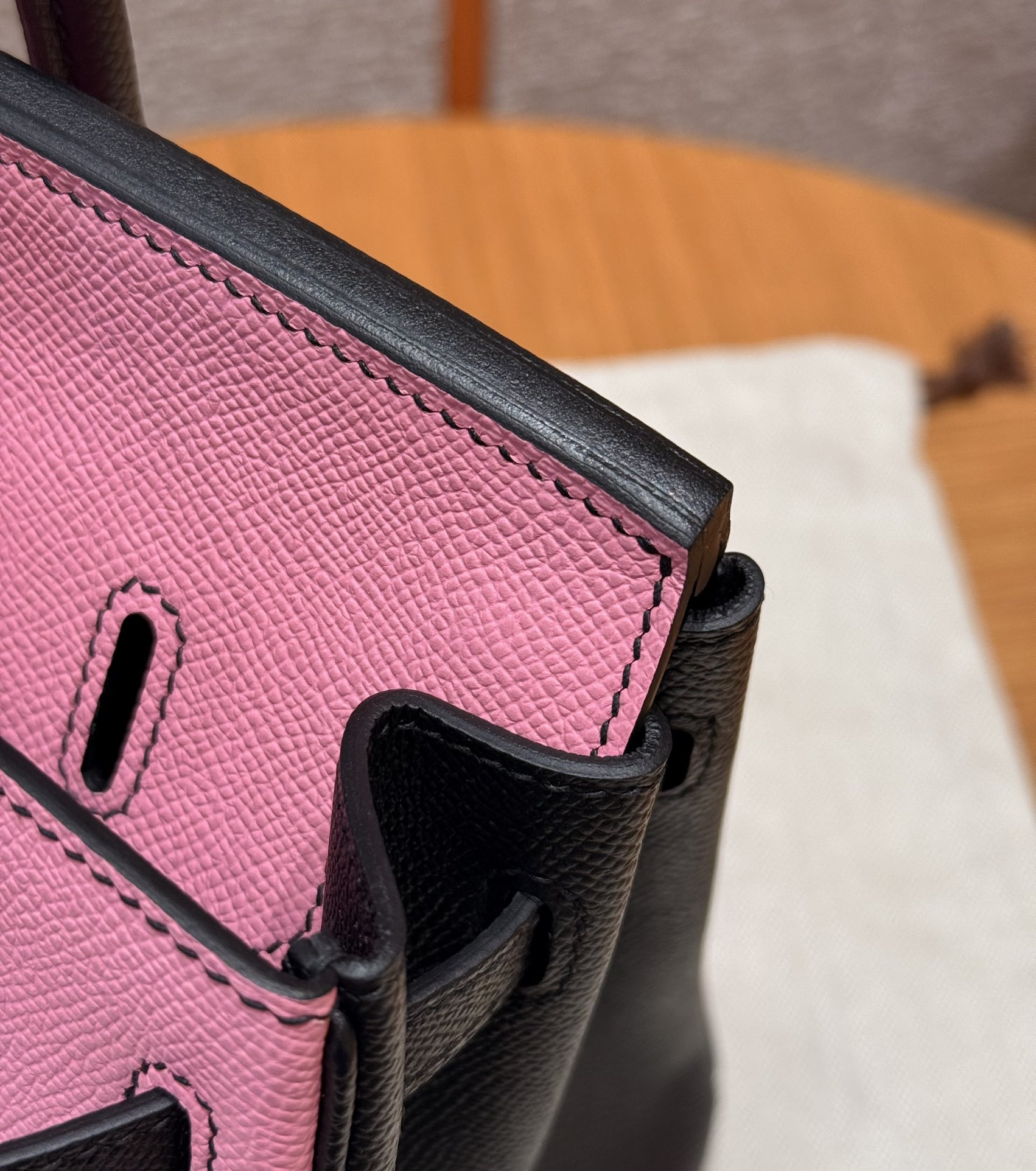 Hermes Birkin 5pPink and 89noir Handbag (Handmade to order)