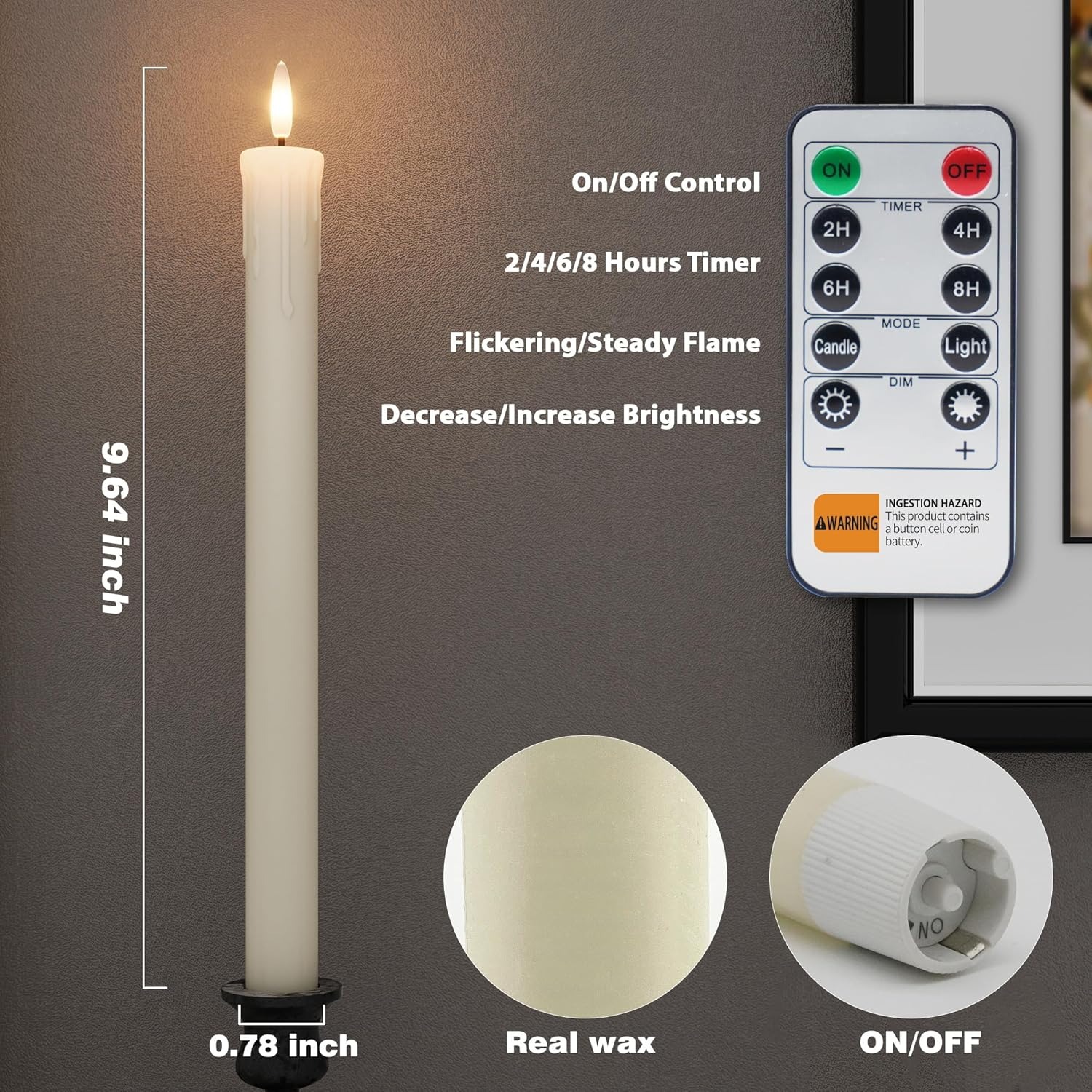 🔥LAST DAY 50% OFF🔥6 PCS Rechargeable Flameless Taper Candles with Charging Station