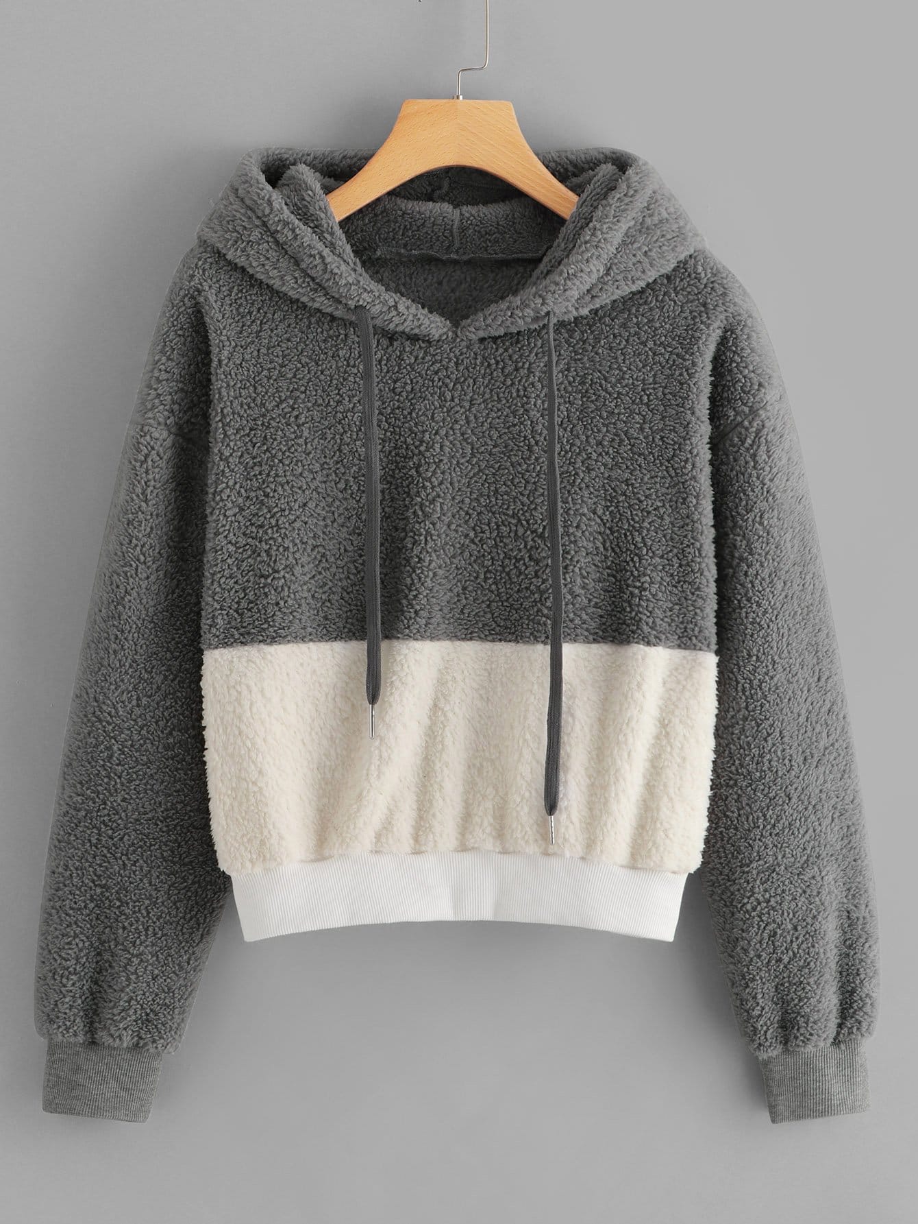 Color-Block Hooded Teddy Sweatshirt