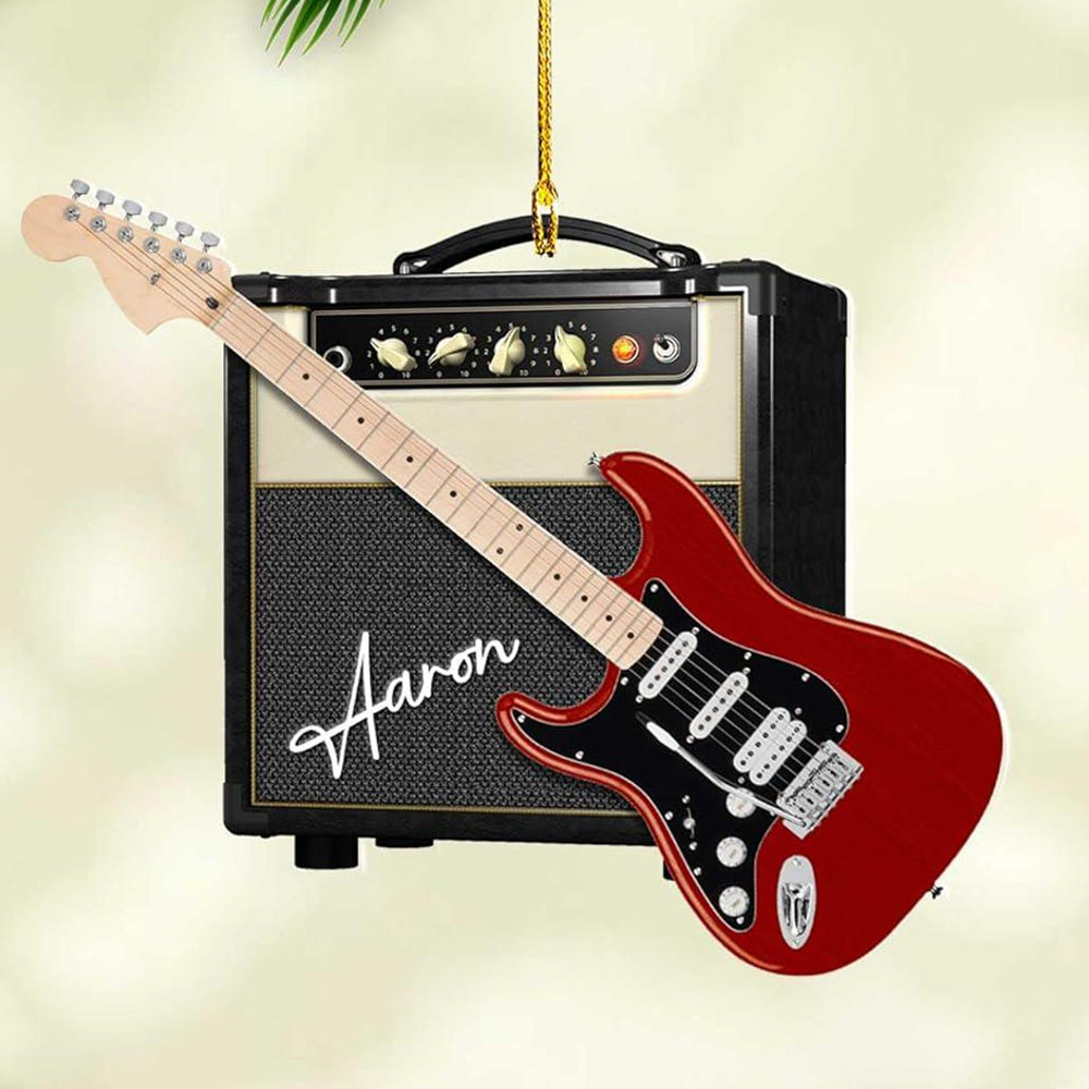 Custom Electric Guitar Christmas Ornament 2024