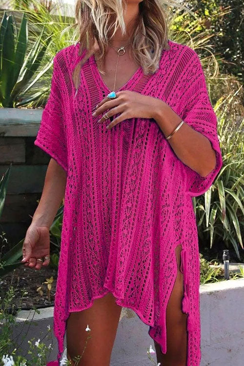 Heididress V Neck Hollow Out Printed Cover Up Dress