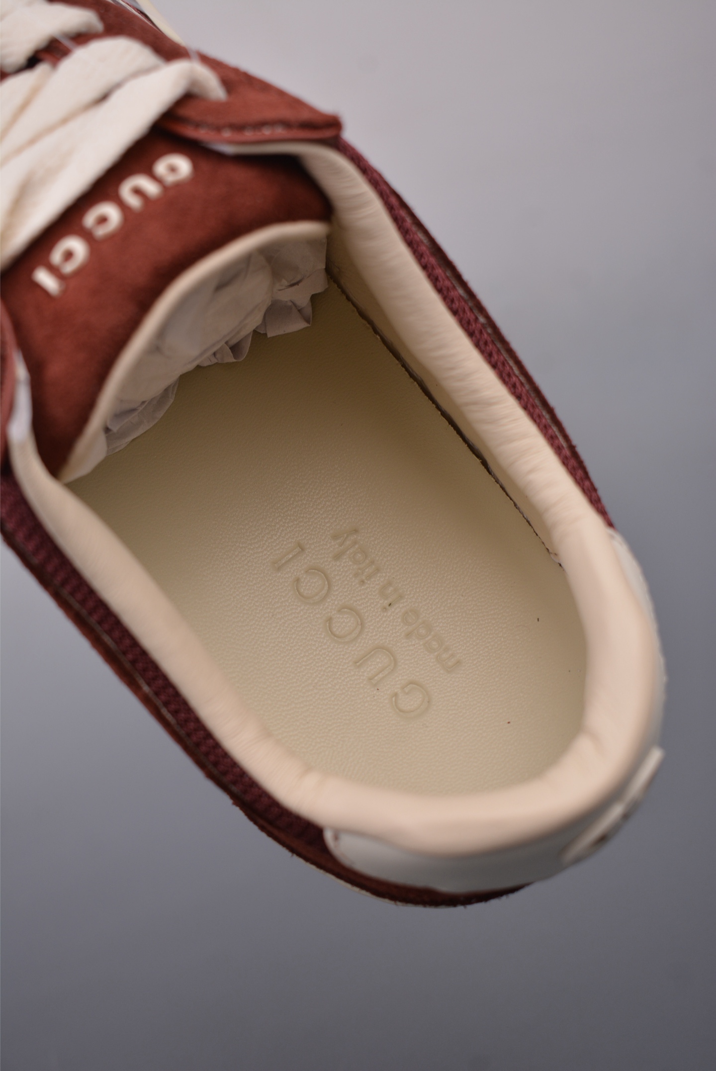 Gucci Interlocking G Suede Sneaker G74 Burgundy White