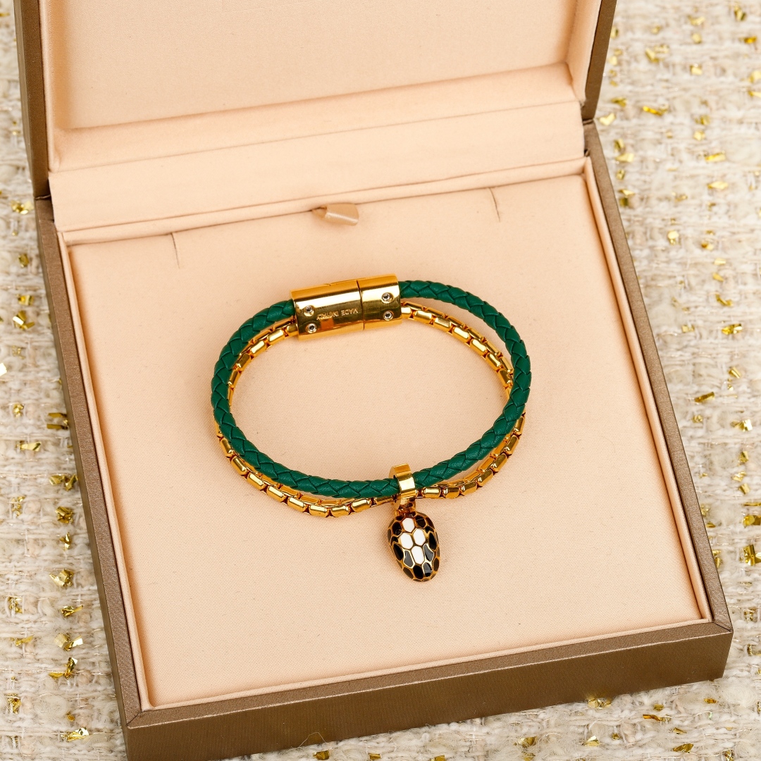 Bulgari new serpenti snake head double bracelet