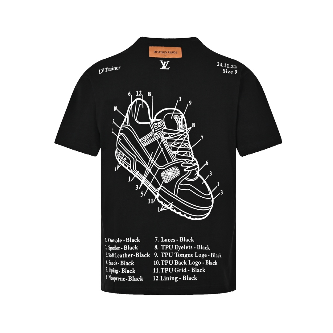 Louis Vuitton 23ss back shoes print short sleeve
