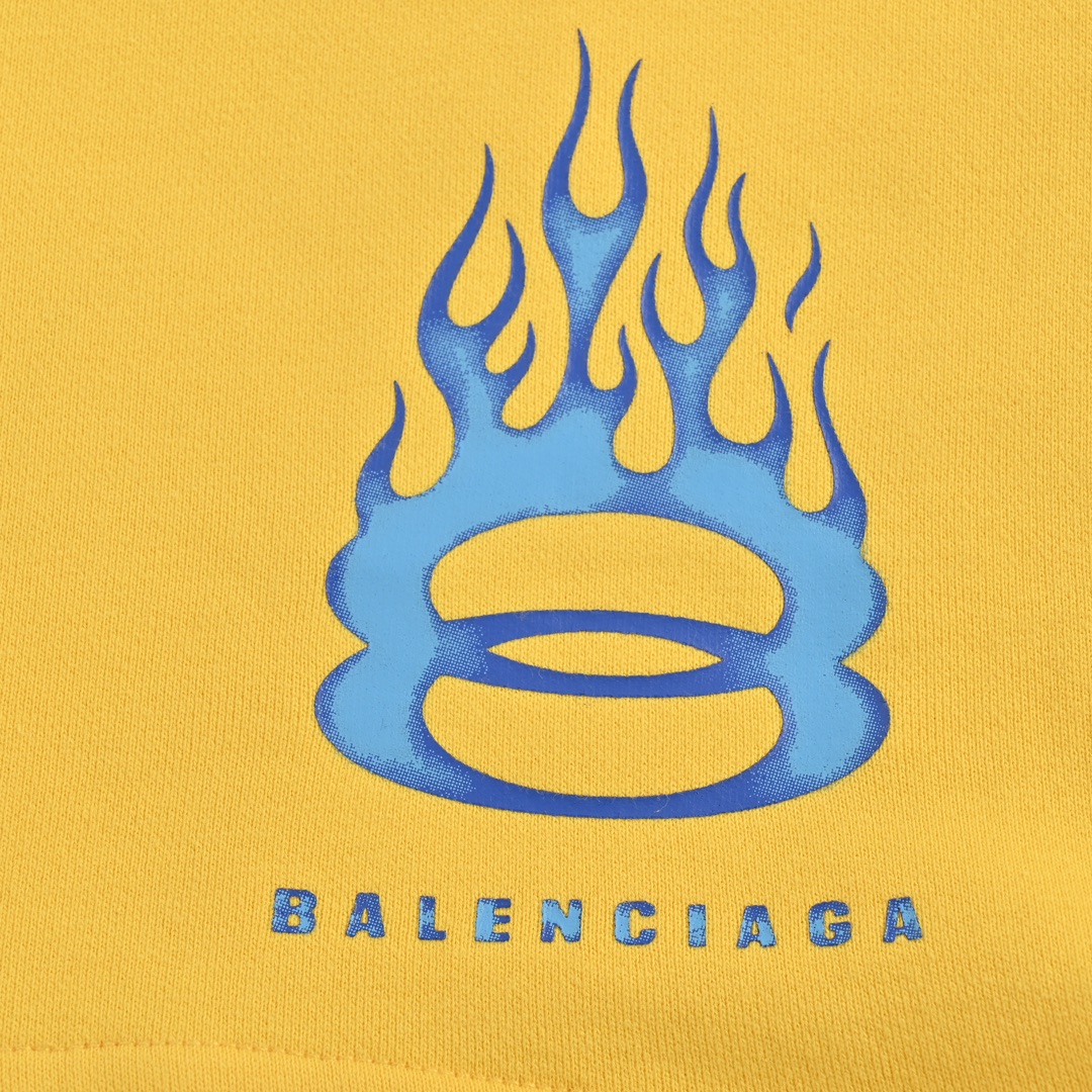 Balenciaga 24ss double ring flame washed shorts