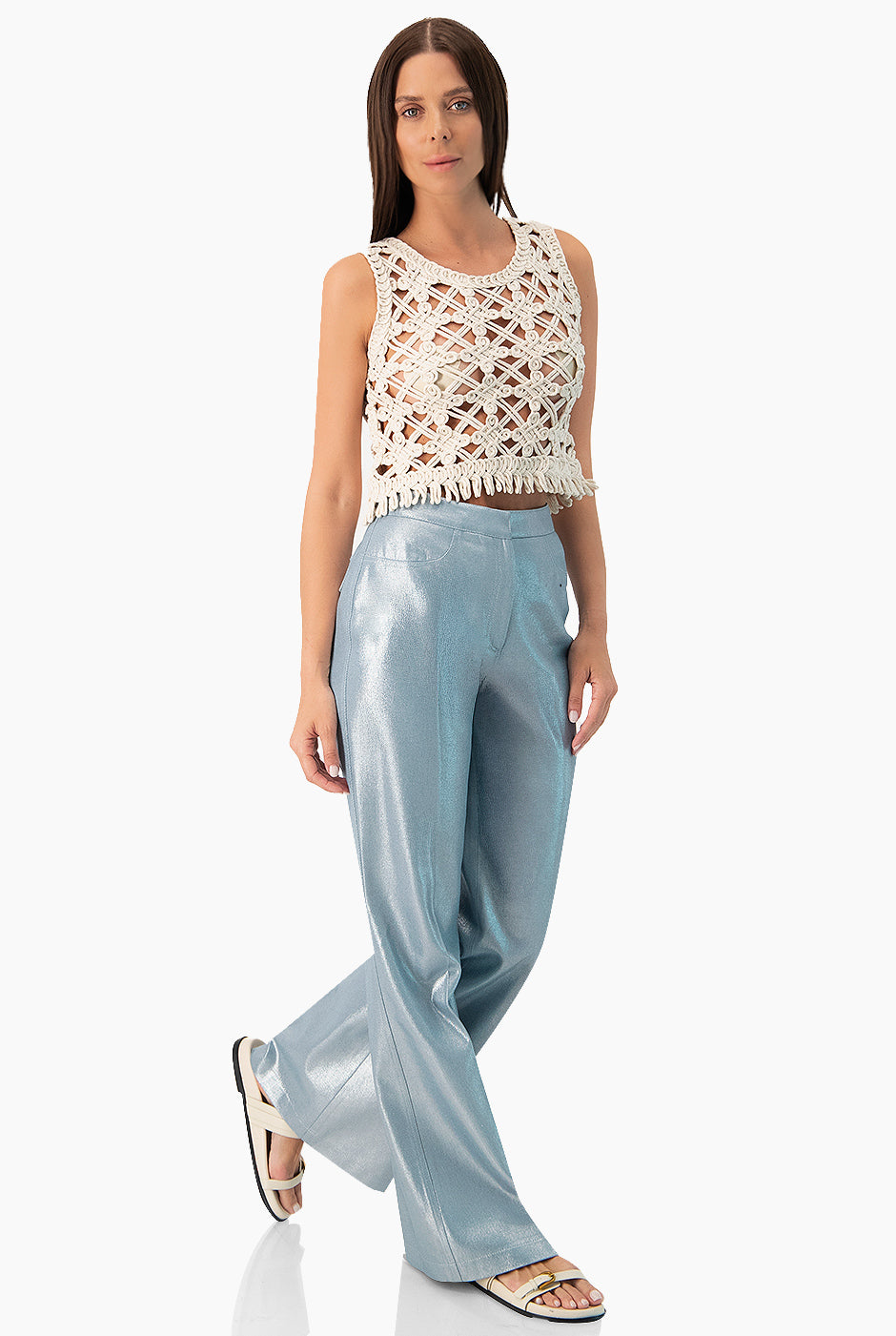 Pantalon denim semi campana