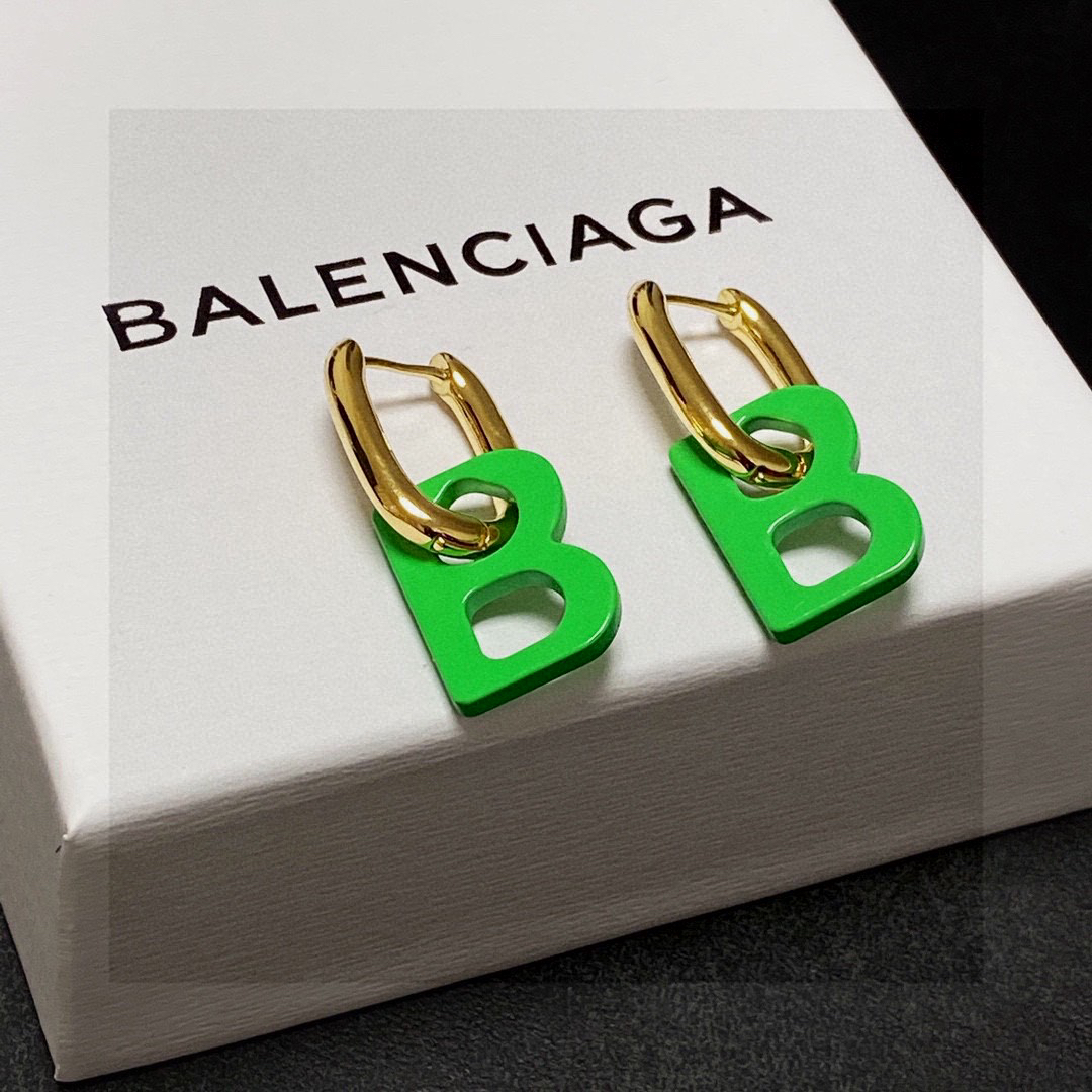 Balenciaga BB Green Earrings
