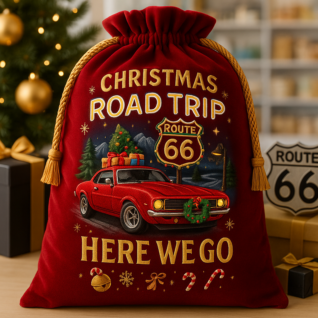 Route 66 Christmas Muscle Car Gift Bag