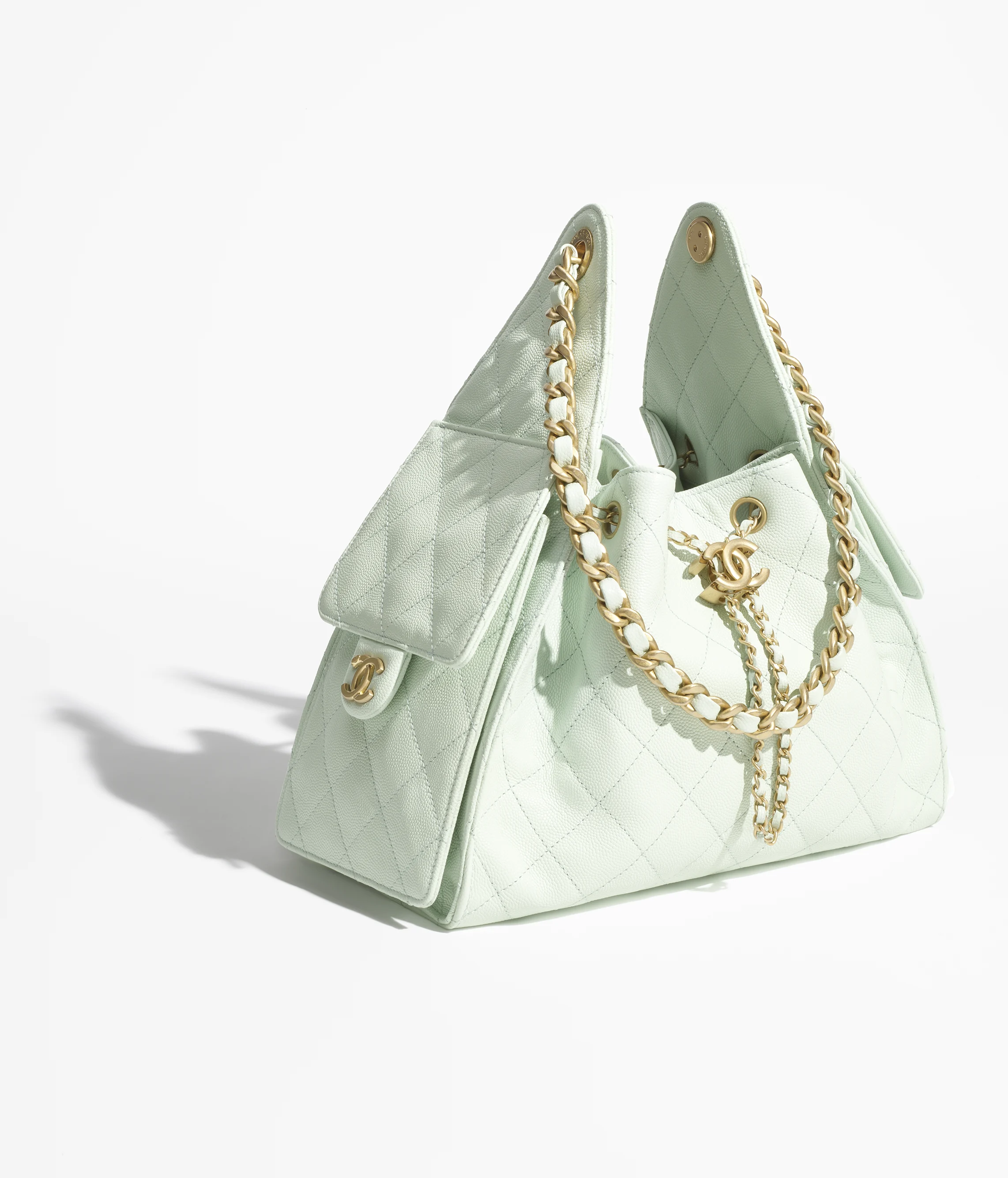 Chanel Small 25 Grained Calfskin & Gold-Tone Metal Light Green AS5293-B20304-NAGER