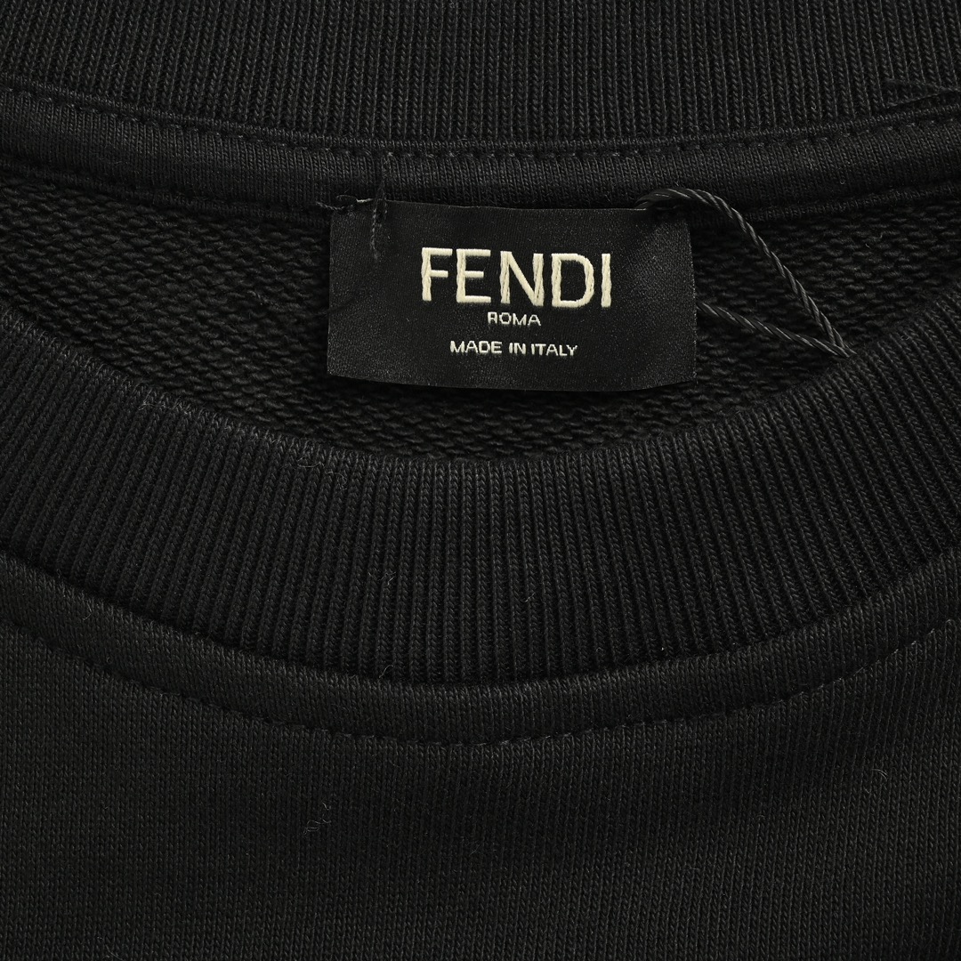Fendi 24Fw crew neck sweatshirt with zippered chest leather pockets