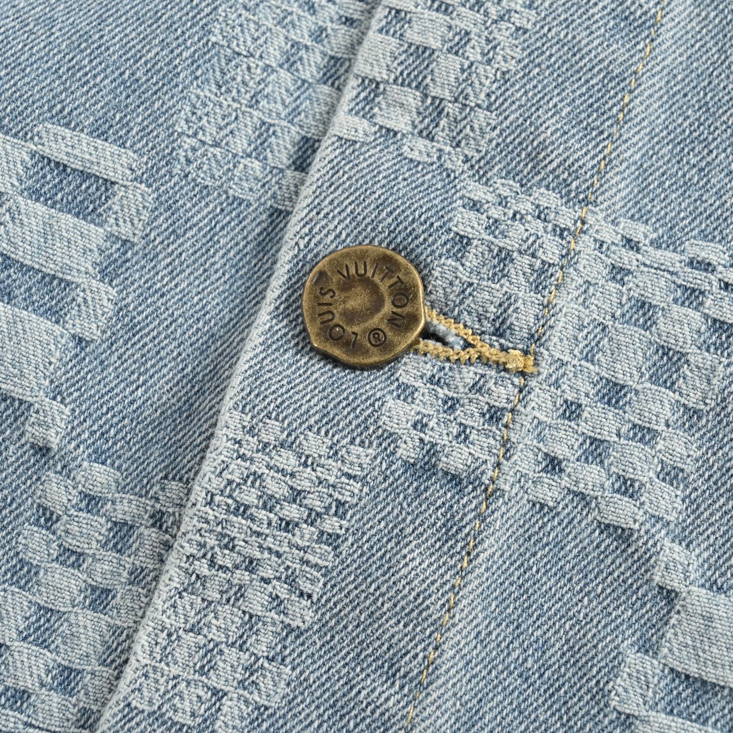 Louis Vuitton 25ss Checkerboard Jacquard Denim Short Sleeve Shirt