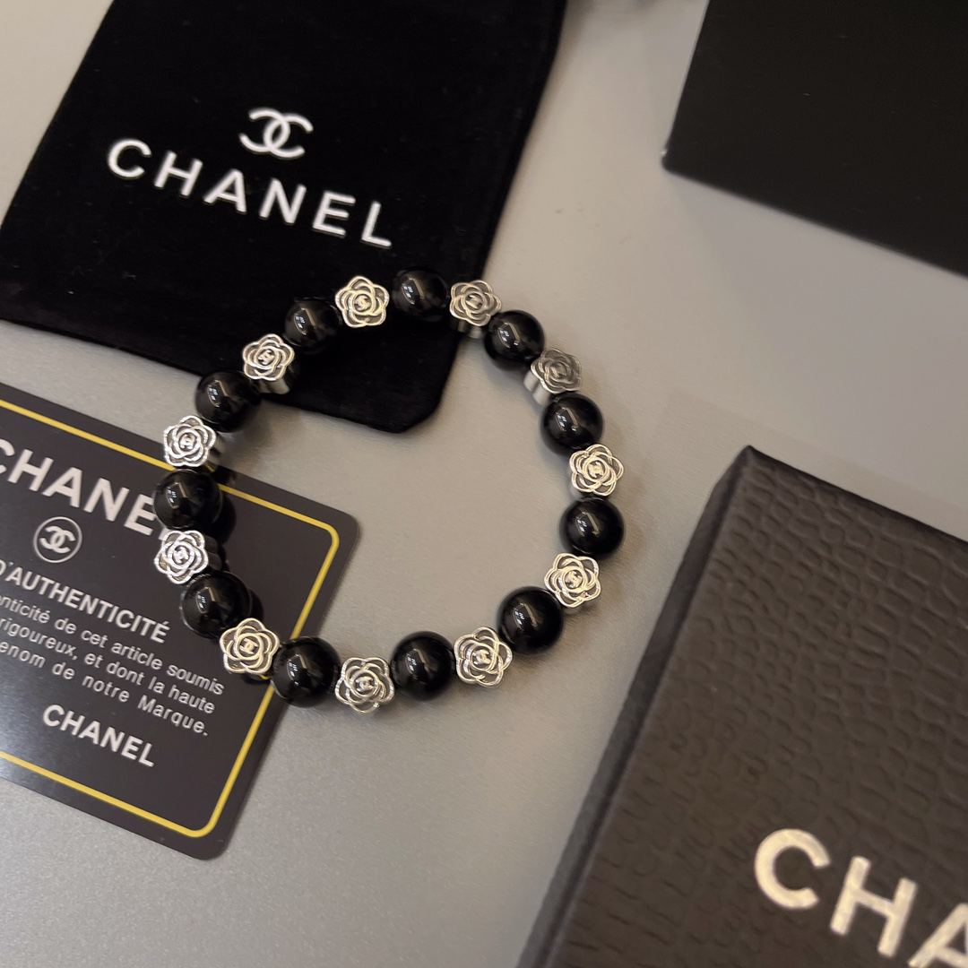 Chanel obsidian distressed bracelet
