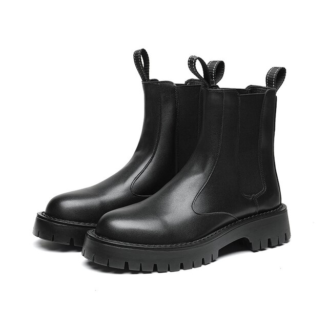 Male Thick Bottom Motorcycle Boots Spring Mens Chunky Casual Shoes