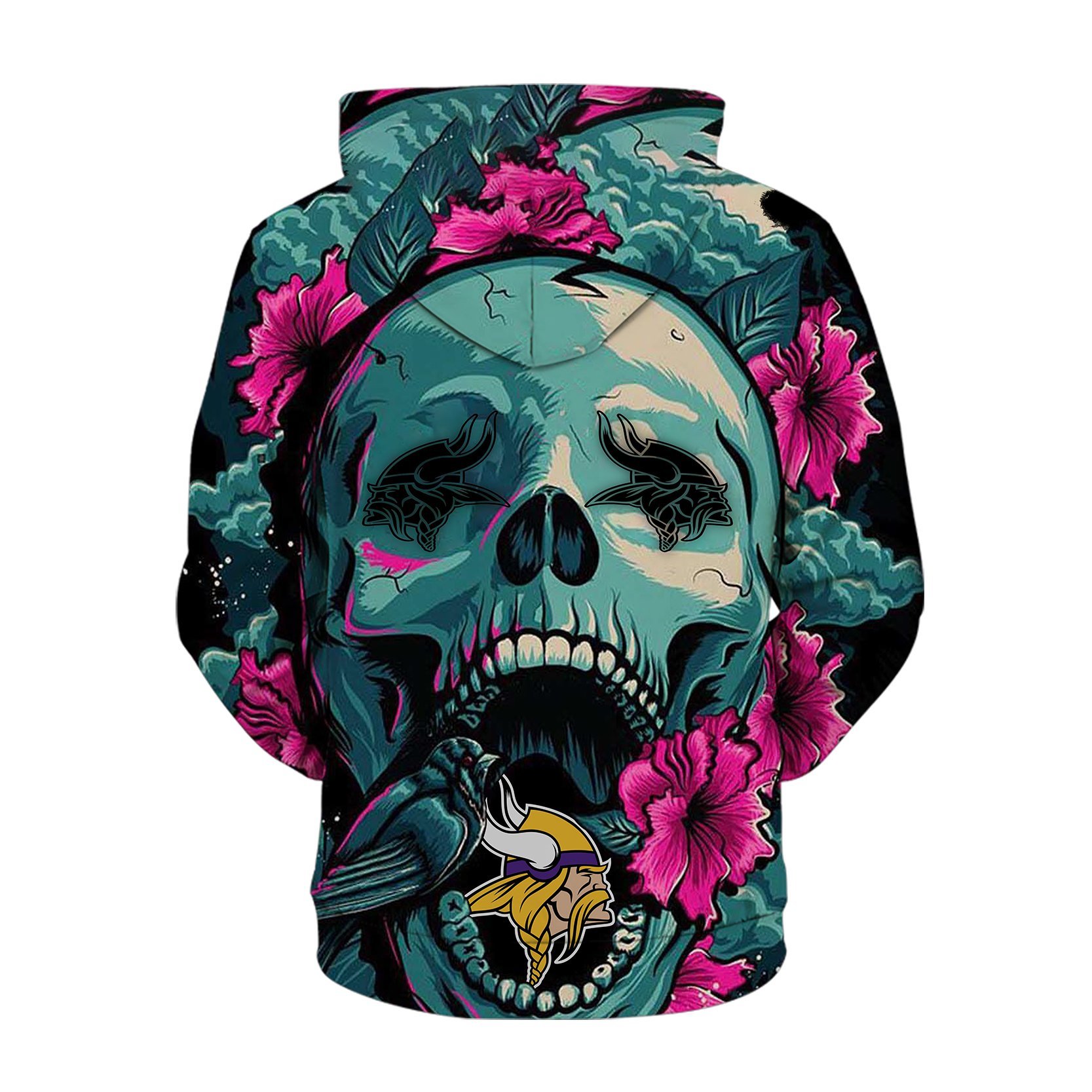 VIKINGS  3D HOODIE SKULL FLOWER