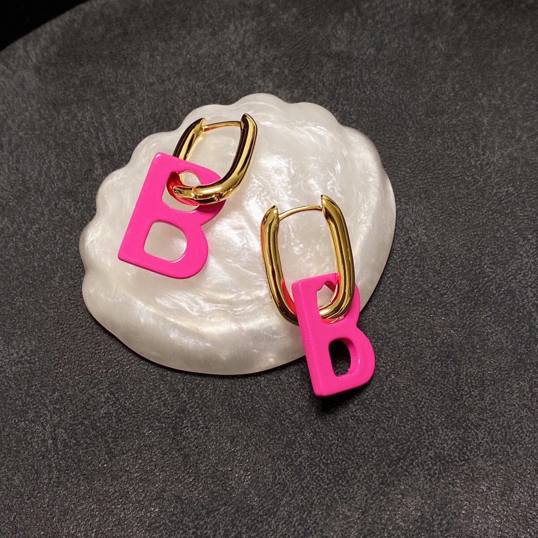 Balenciaga Pink BB Stud Earrings