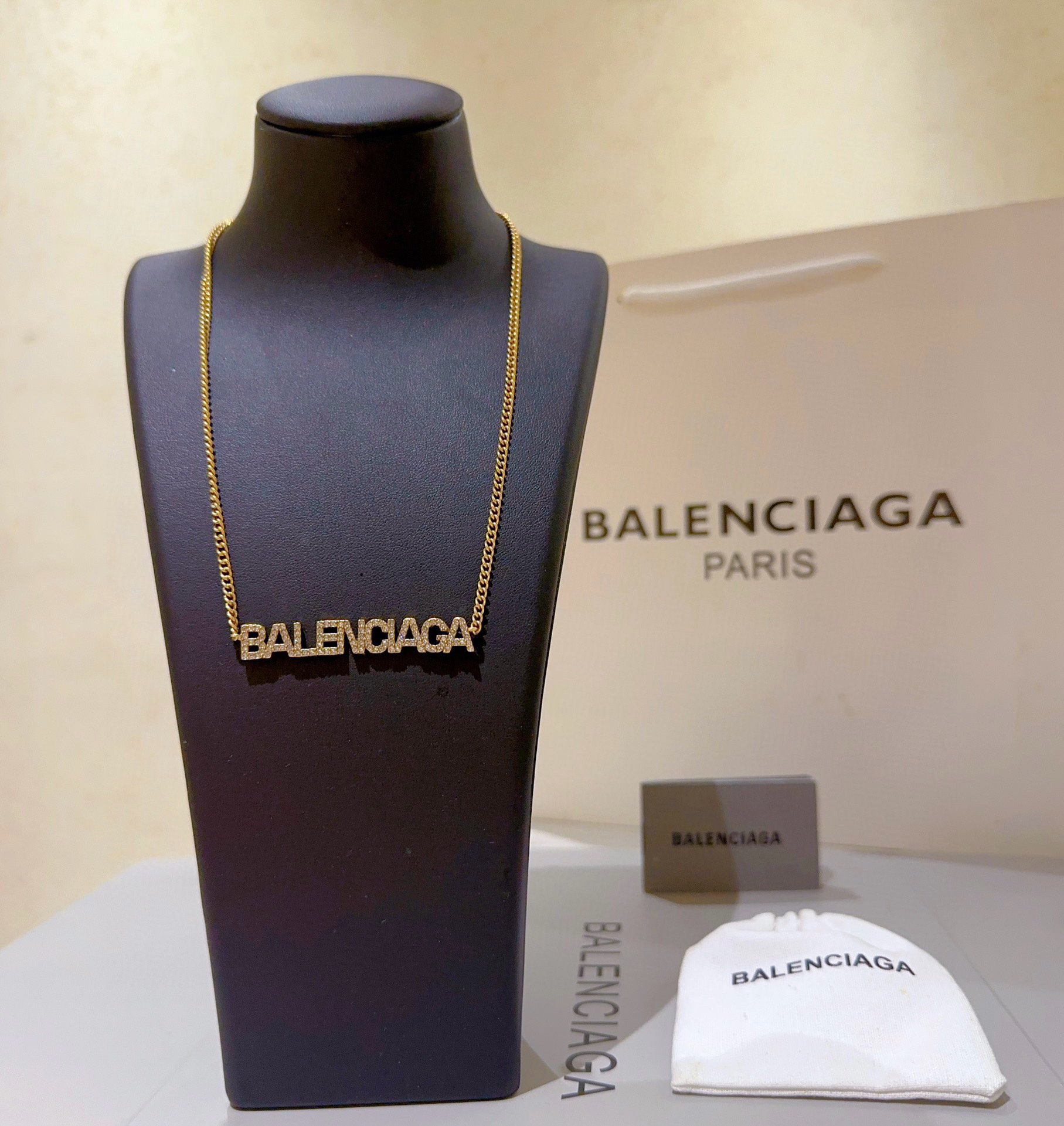 Balenciaga Diamond Font Chain Necklace