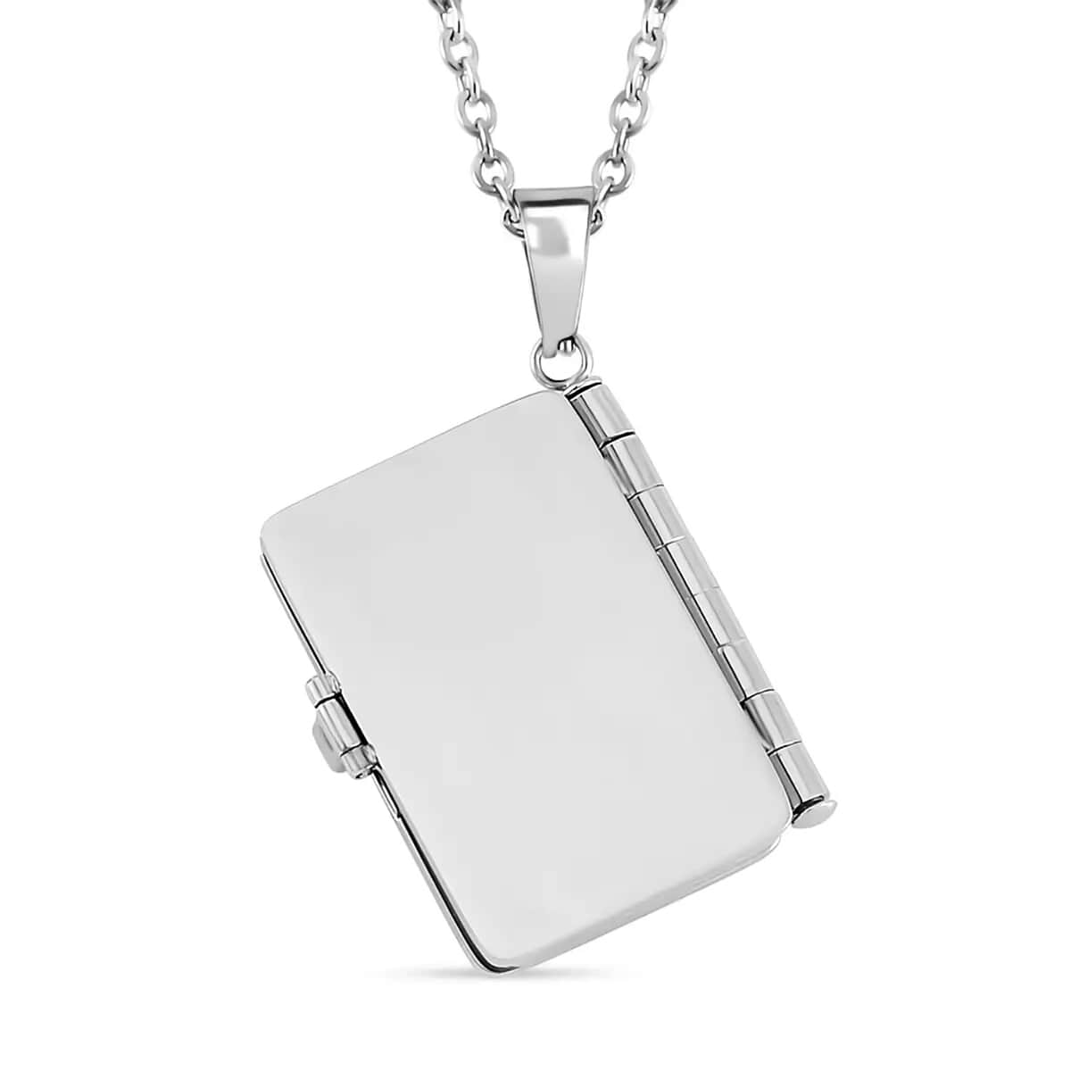 Bible Pendant Necklace in 925 Sterling Silver-Engraved Religious Lockets-Necklace Length 20