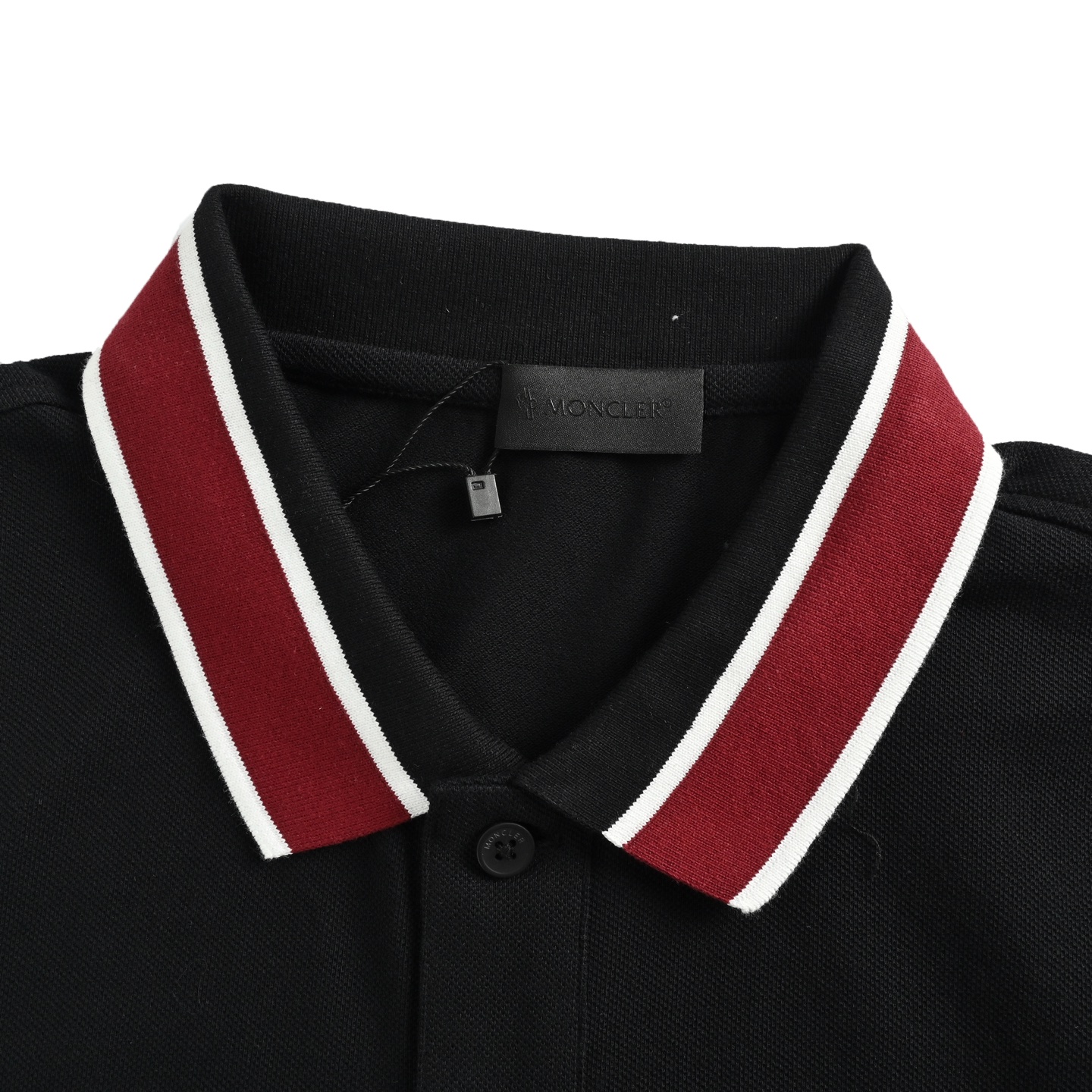 Moncler 25ss red collar embroidered logo polo short sleeve